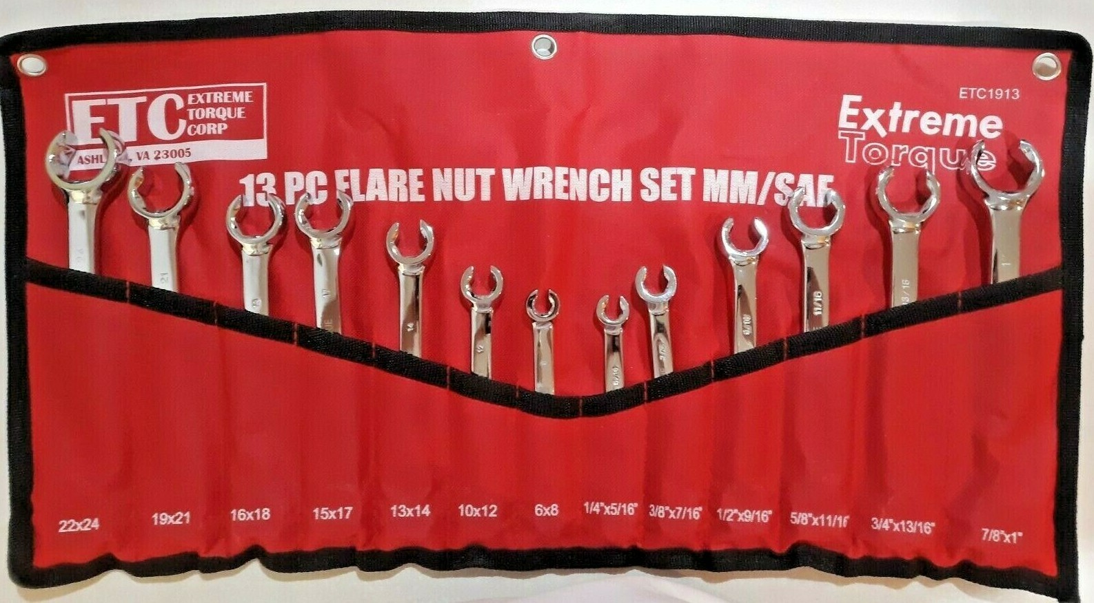 13 pc Flare Nut Line Wrench Set SAE 1″ & Metric 24 mm Hydraulic Extreme Torque
