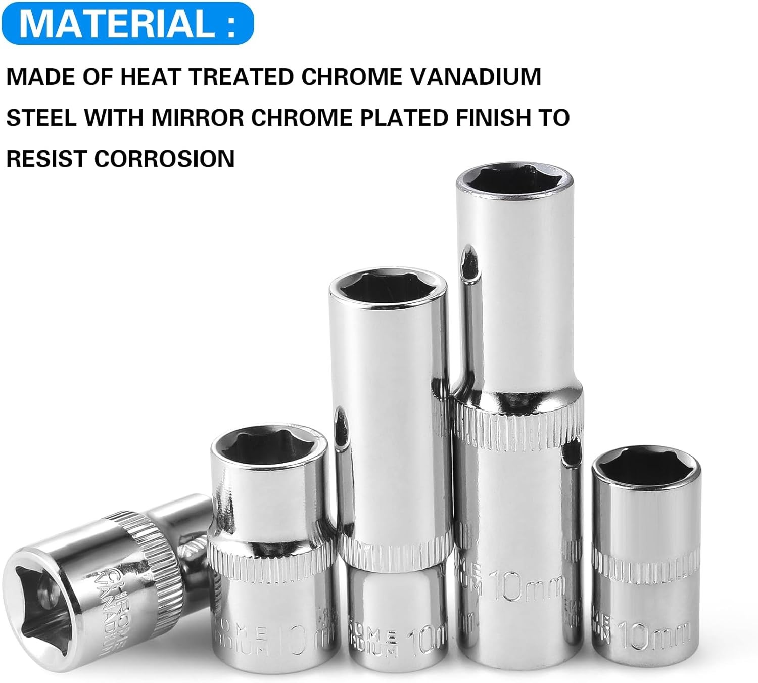 10-Piece] 10mm Socket Set, 1/4-Inch & 3/8-Inch Drive Impact Socket, 6-Point &…