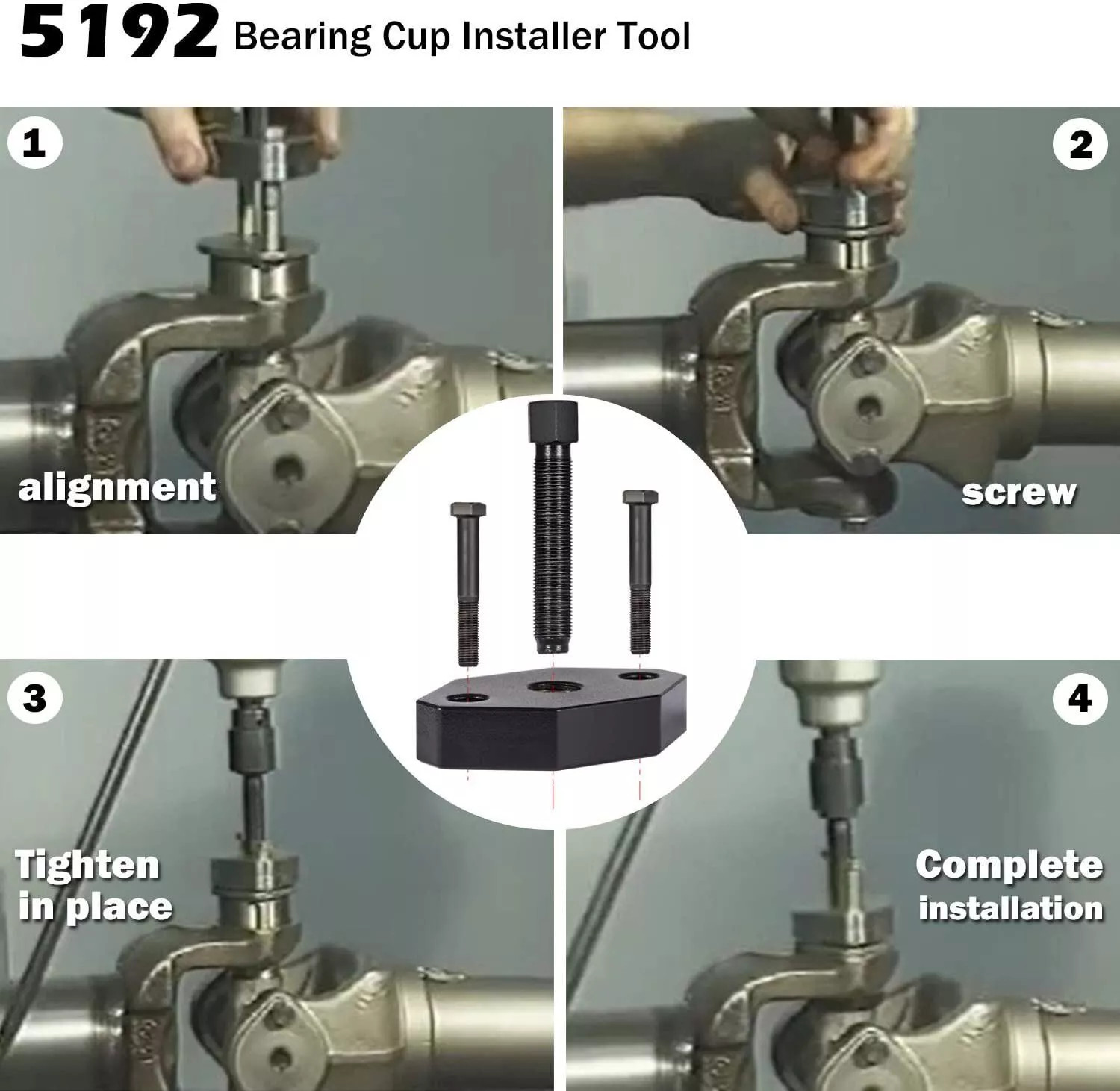 5192 Heavy-Duty Bearing Cup Installer Tool Bolt U-Joint for Series 1610 to 1880