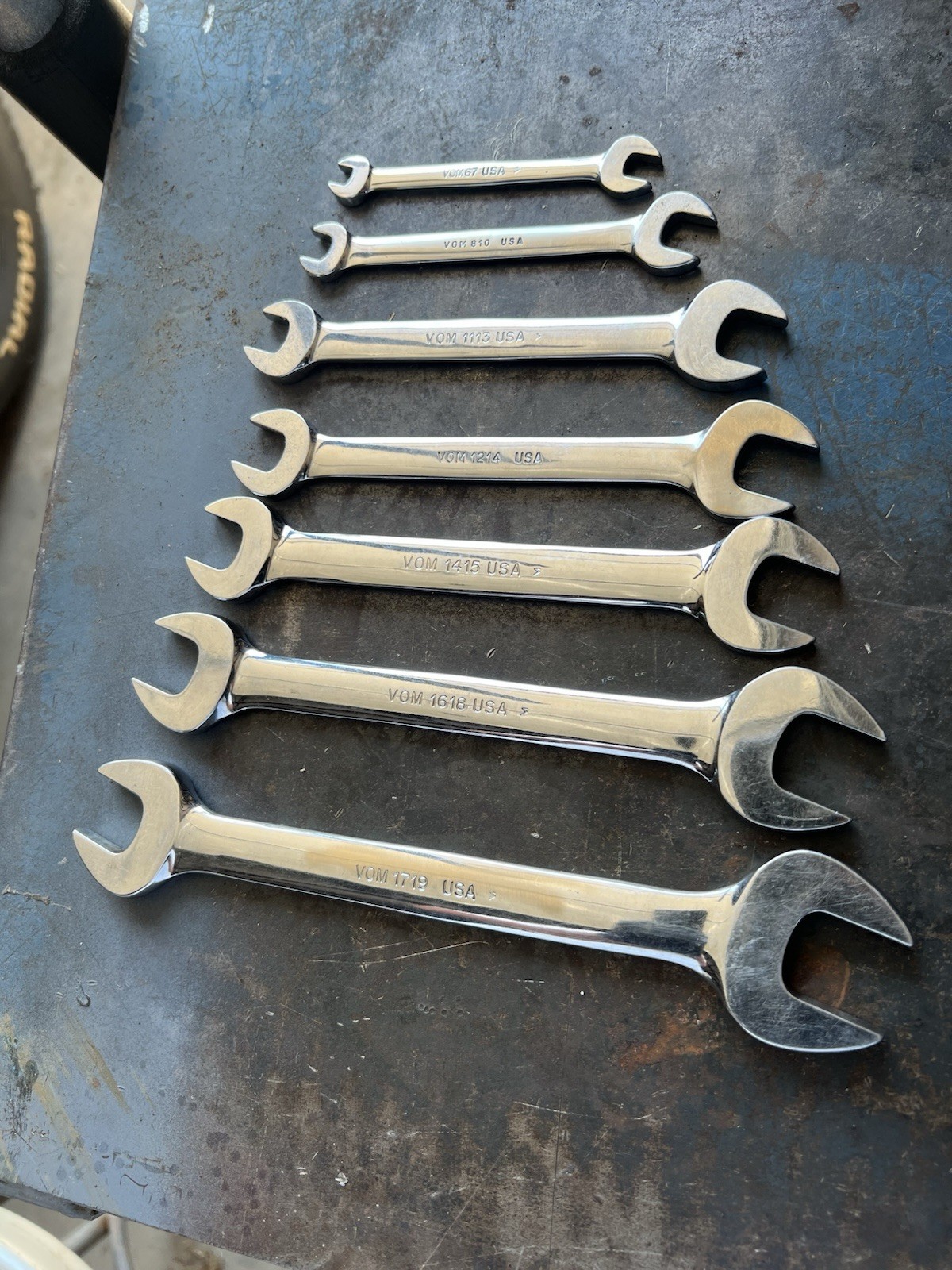 Snap-on Tools VOM705 5 PC Metric + 2 Additional Open End Wrenches 6-19mm 7 Piece