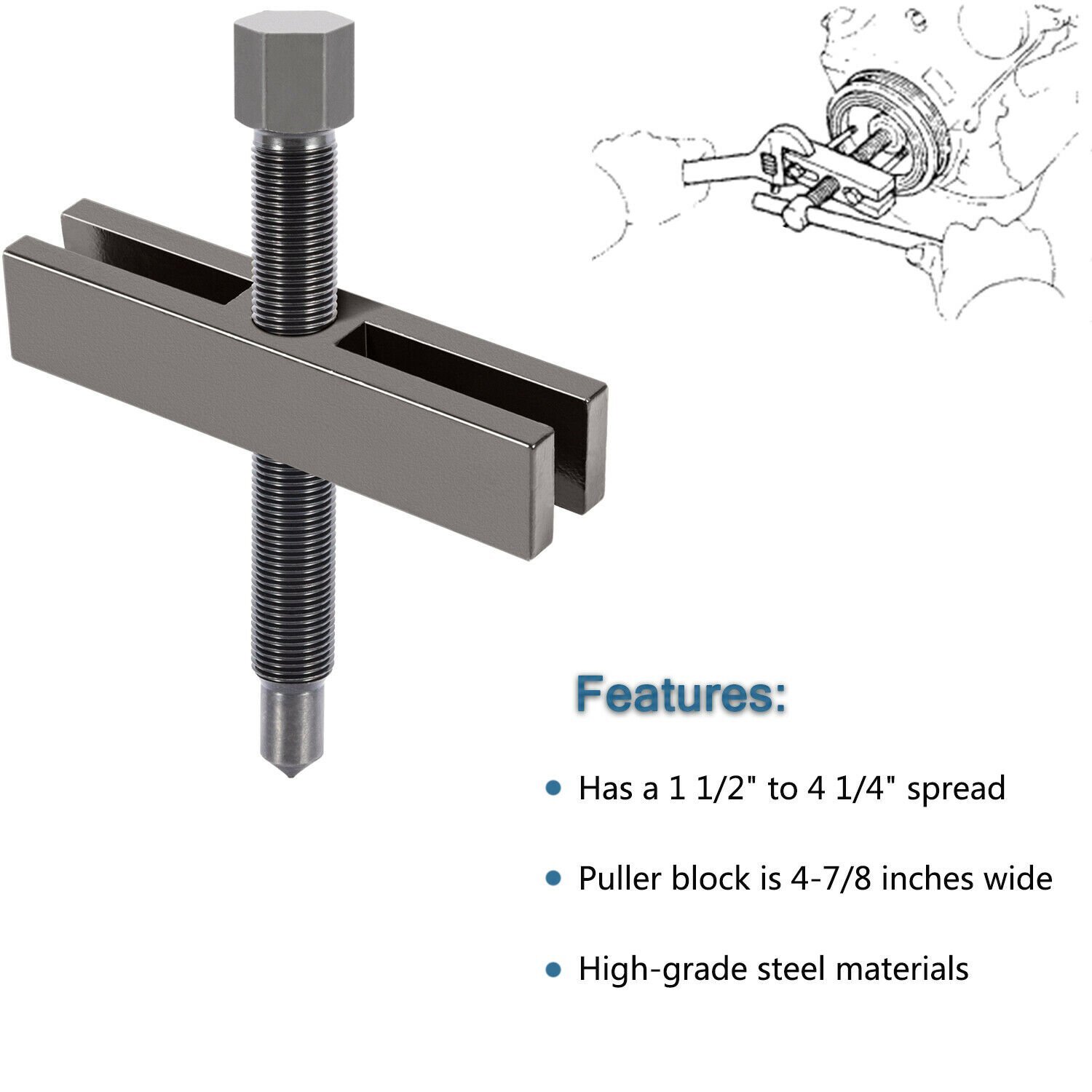 7393 Gear and Pulley Puller Replace for OTC 7393 with 5-1/2″ Long Forcing Screw