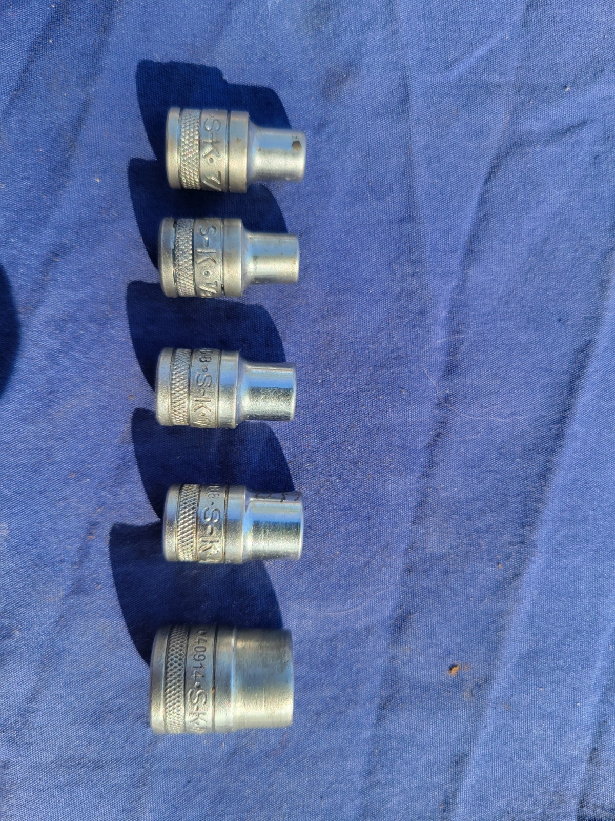 LOT OF 5 S&K 1/4DRIVE SHALLOW SOCKETS Knurled 6pt./8pt./&12pt