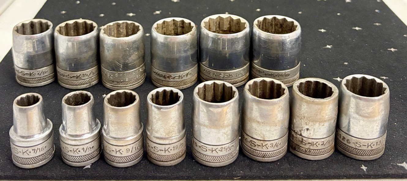 VTG S-K Tooks 14 Piece Set 12 Point Sockets 7/16″ To 1-1/8″ 40114-40136 USA