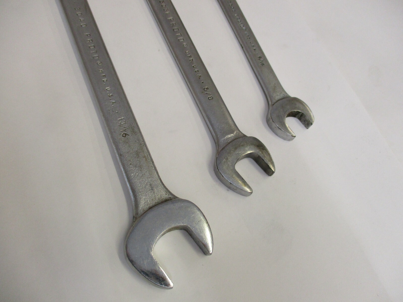 Proto 3 Pc SAE Open Double End Wrench 7/8 x13/16,3/4 x 5/8 , 5/8 x 9/13
