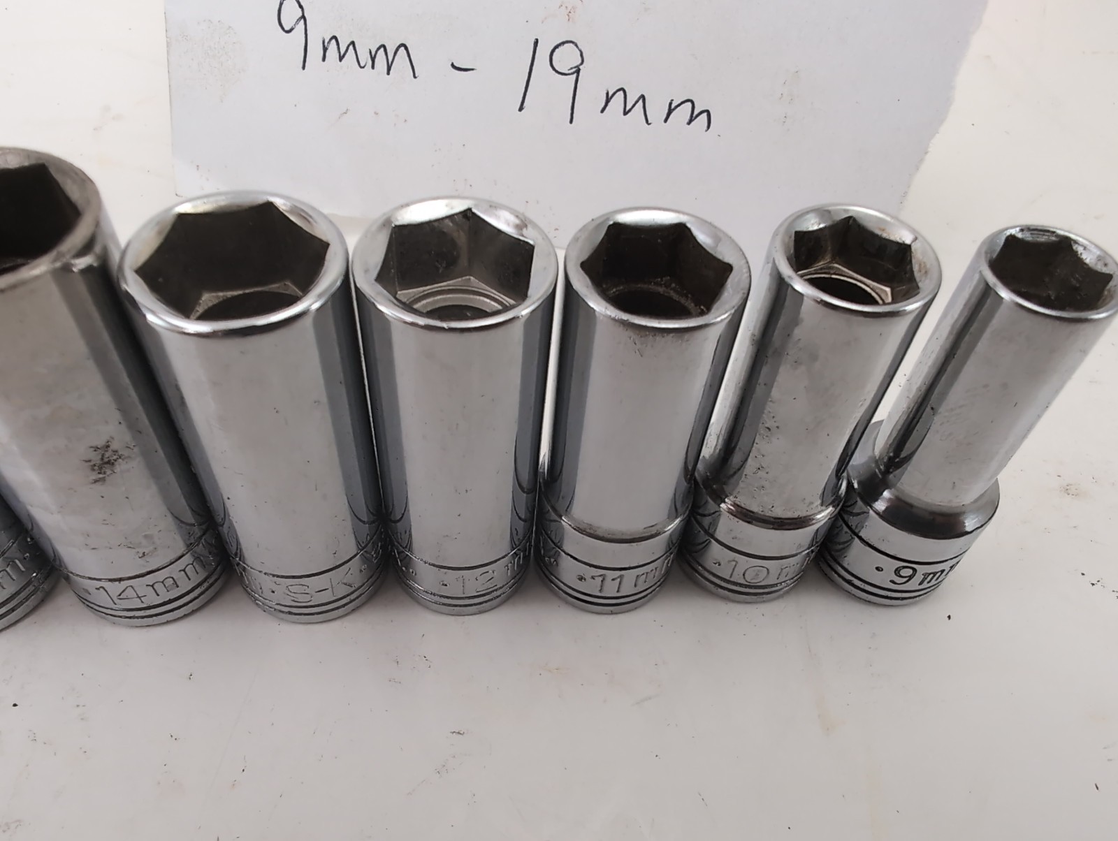 S-K Deep METRIC 3/8″dr 6pt 11pc Set 9mm-19mm – Made in USA – SUPERB!!!