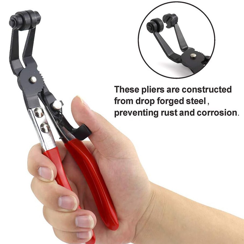 Angled Band Hose Clamp Pliers and Swivel Flat Band Repair Tool Ring-Type Install