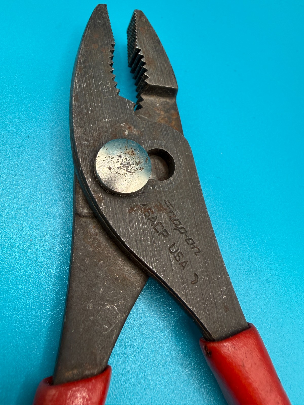 SNAP-ON 46ACP 6 1/2″ SLIP JOINT PLIERS RED GRIPS Free Shipping