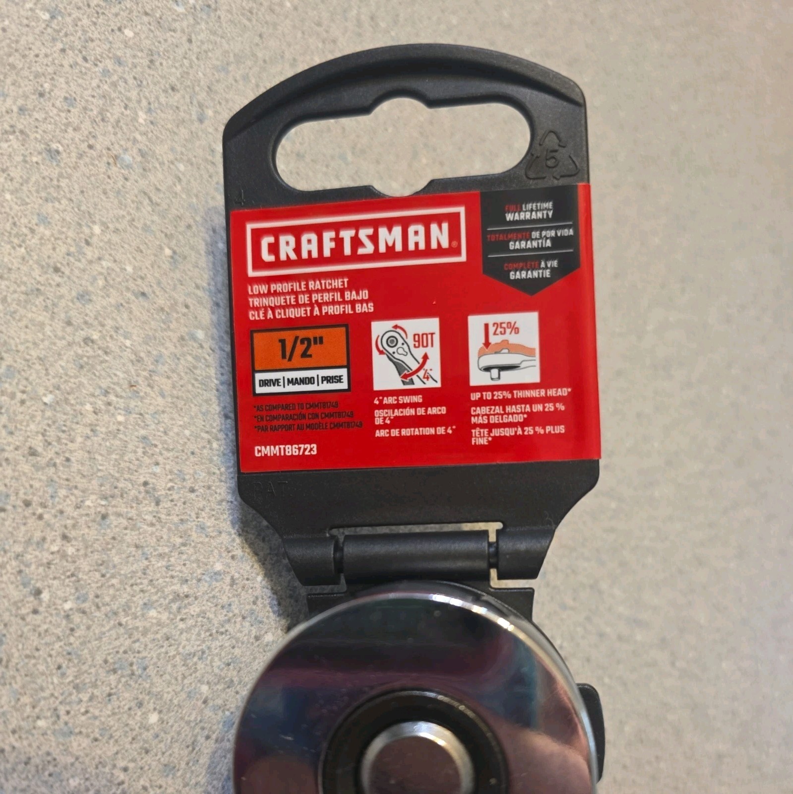 NEW – Craftsman 90-Tooth Low Profile 1/2 in. Drive Ratchet (CMMT86723) Lifetime