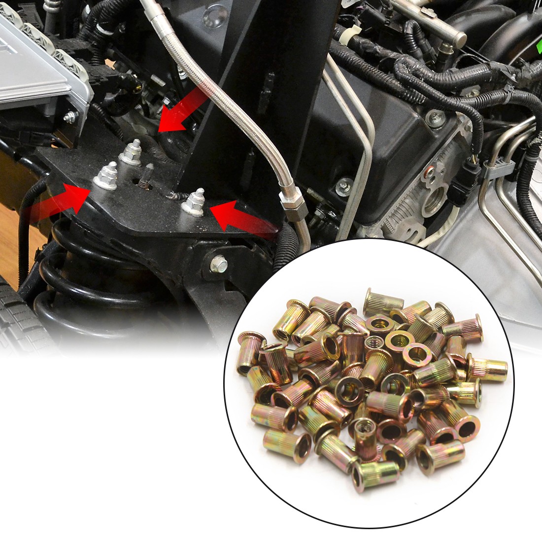 50Pcs M5 Zinc Plated Carbon Steel Car Rivet Nut Flat Head Thread Insert
