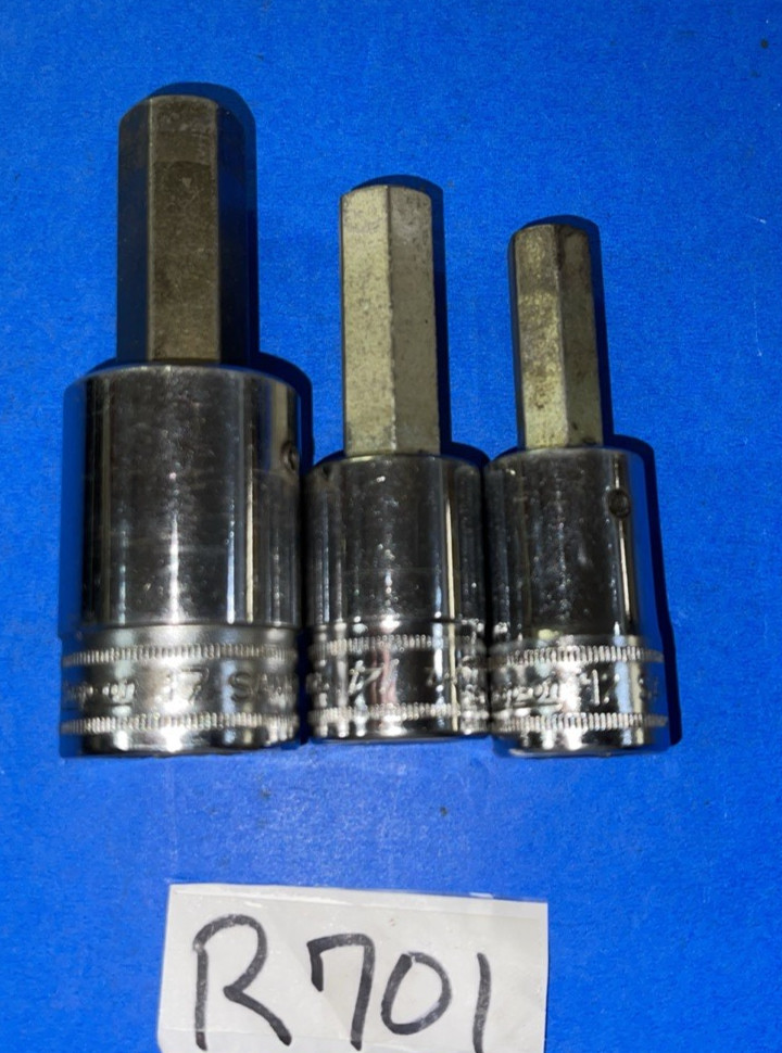 SNAP-ON TOOLS 3 PIECE 1/2 DRIVE METRIC HEX SOCKET DRIVERS 12MM, 14MM, 17MM
