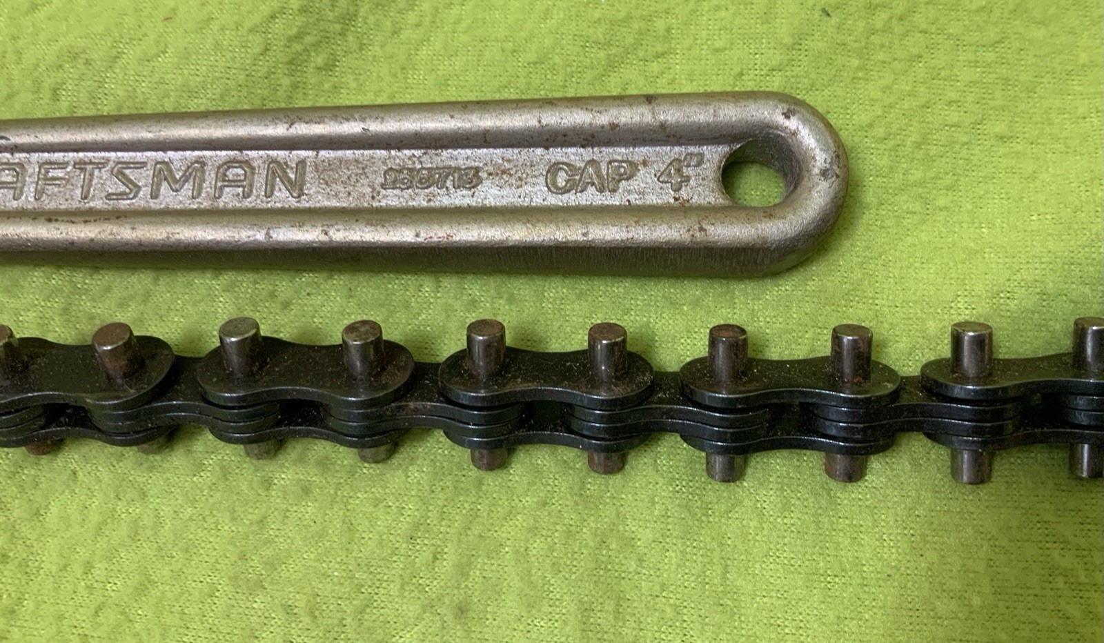 Vintage Craftsman Chain Wrench 55713 Stamped as 12”/300ml 4″ Cap WF USA