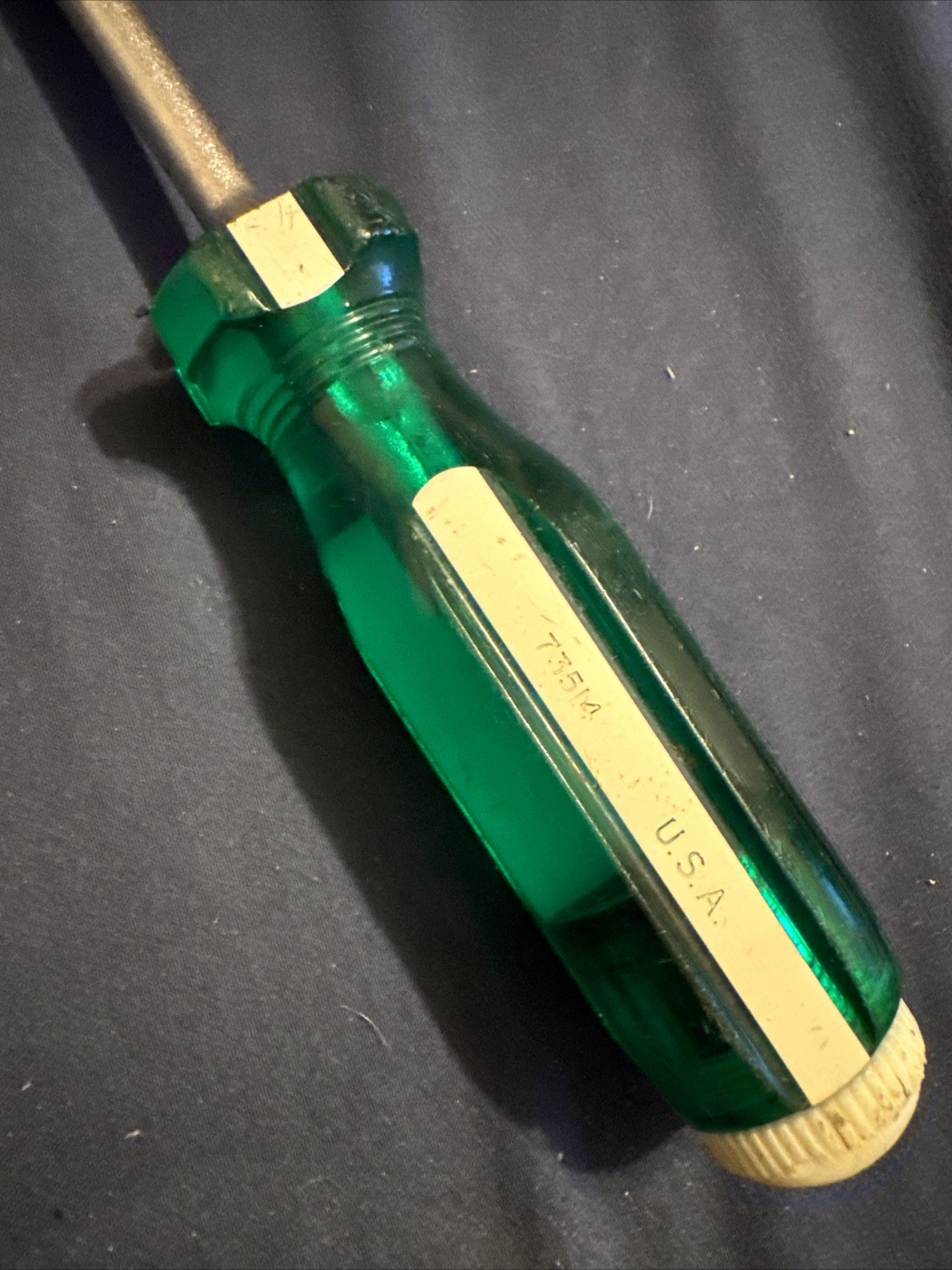 Vintage SK,S-K Tools,Screwdriver 73514 Green Handle,Removable Cap, Magnetic,USA