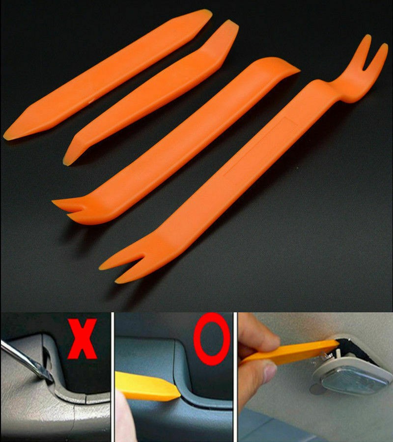Orange Car Door Trim Removal Tool Pry Panel Dash Radio Body Clip Installer Set
