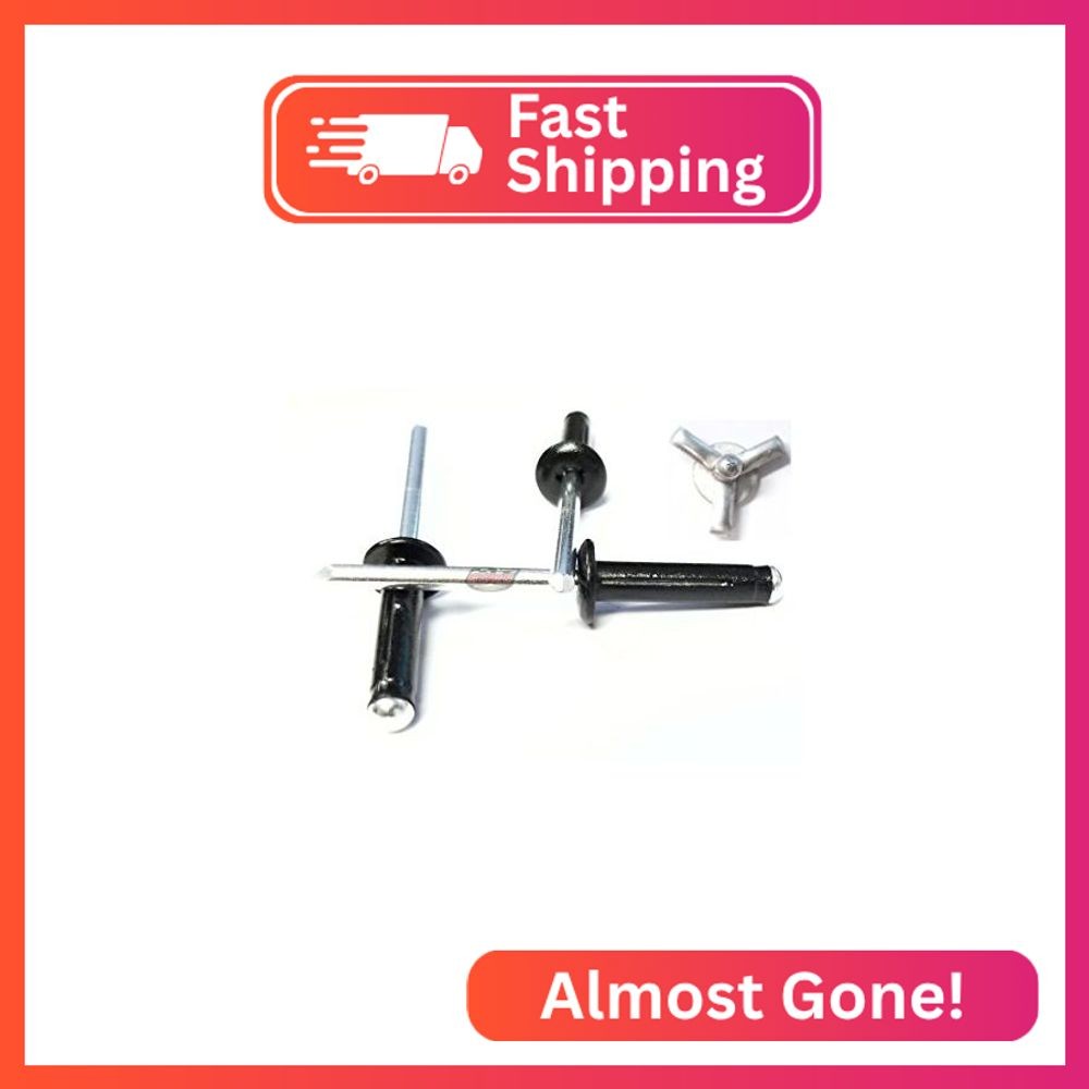 Black Exploding Pop Rivets 3/16″ Tri-Fold Medium Aluminum Head Steel Mandrel .04