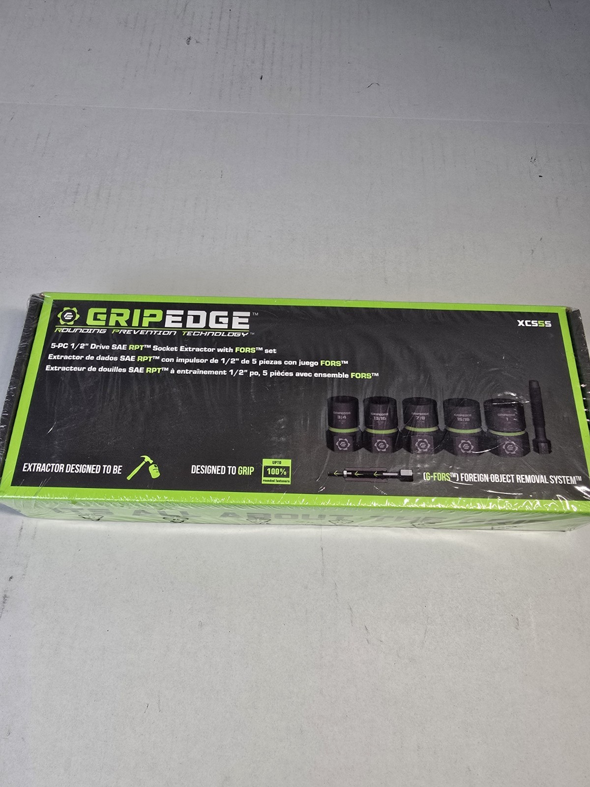GRIPEDGE RPT Socket Extractor Set – 5-Pc 1/2″ Drive SAE 3/4 – 1» XCS5S