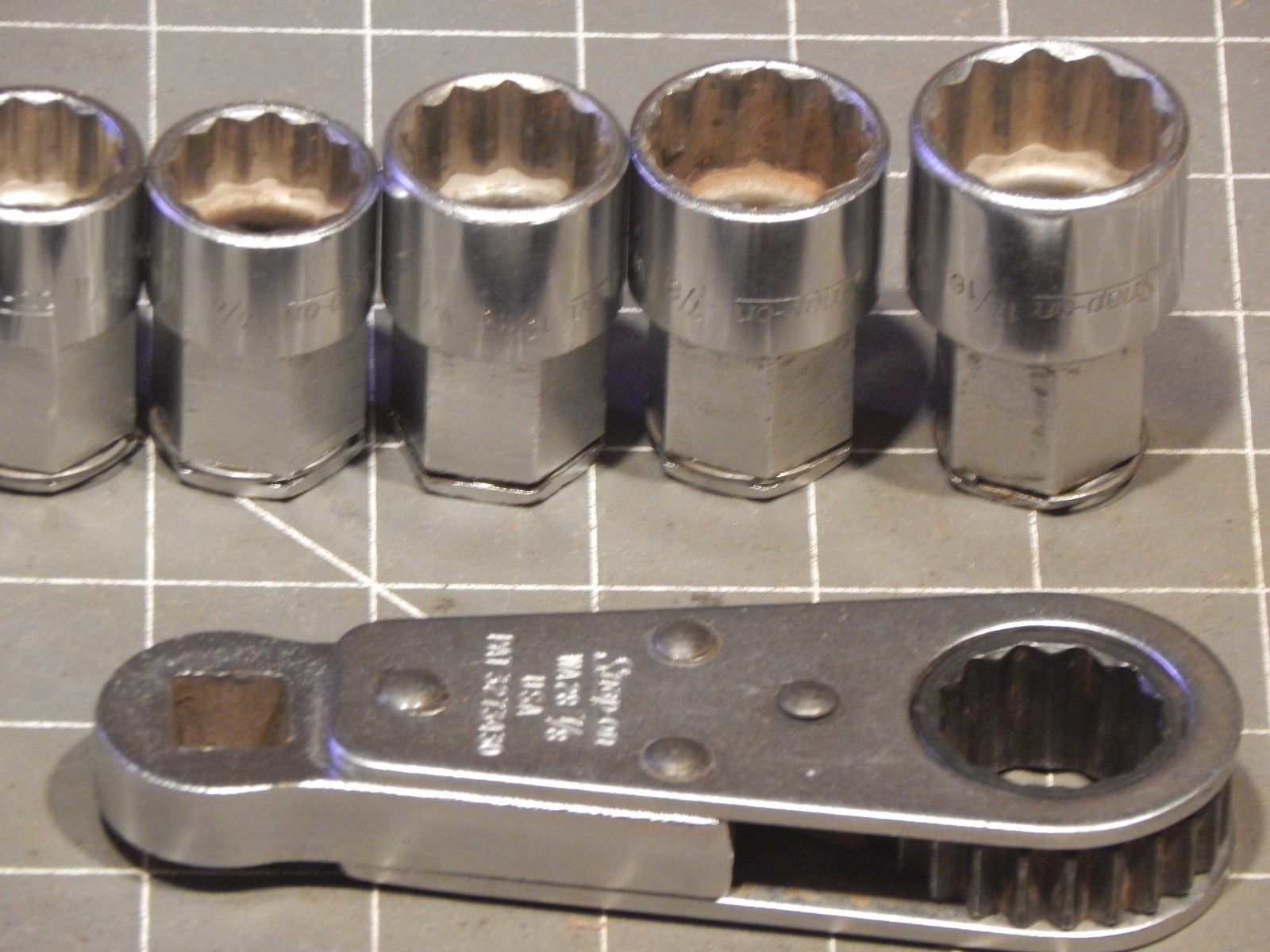 Snap On 8Pc SAE Pass Through Alignment Socket 7/8″ Ratchet Set 5/8″ 15/16″ 12Pt