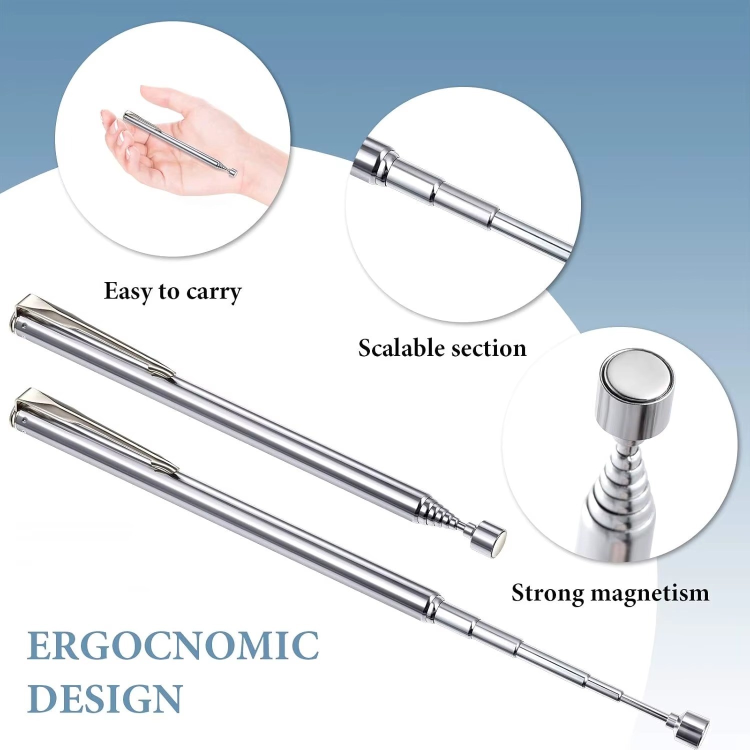 Telescopic Magnetic Pick Up Tool Long Reach Magnet Extendable Extending 3lb Pen