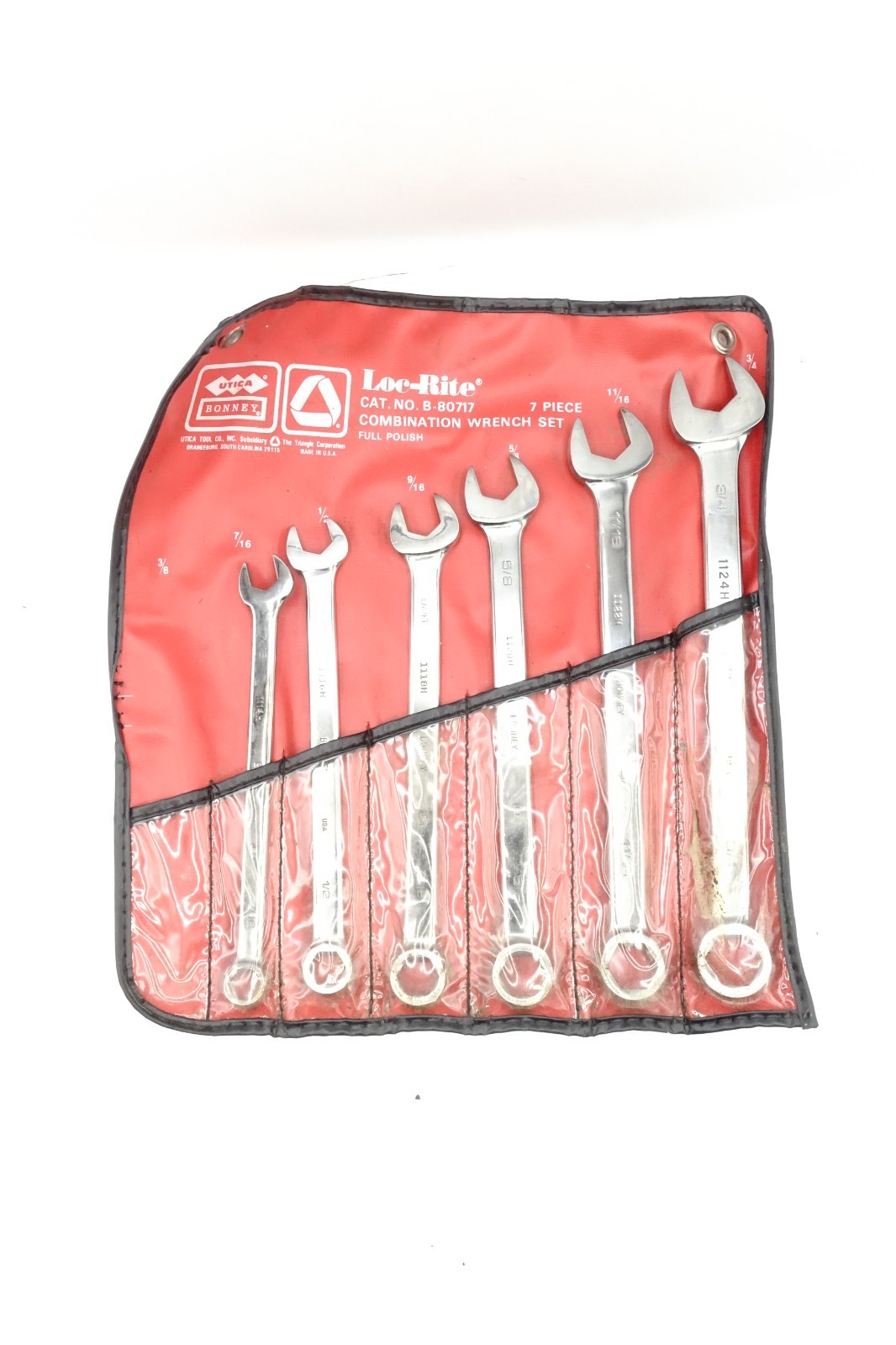 BONNEY Utica 6 Pc 12-Point SAE Combination Wrench Set B-80717 LOC-RITE