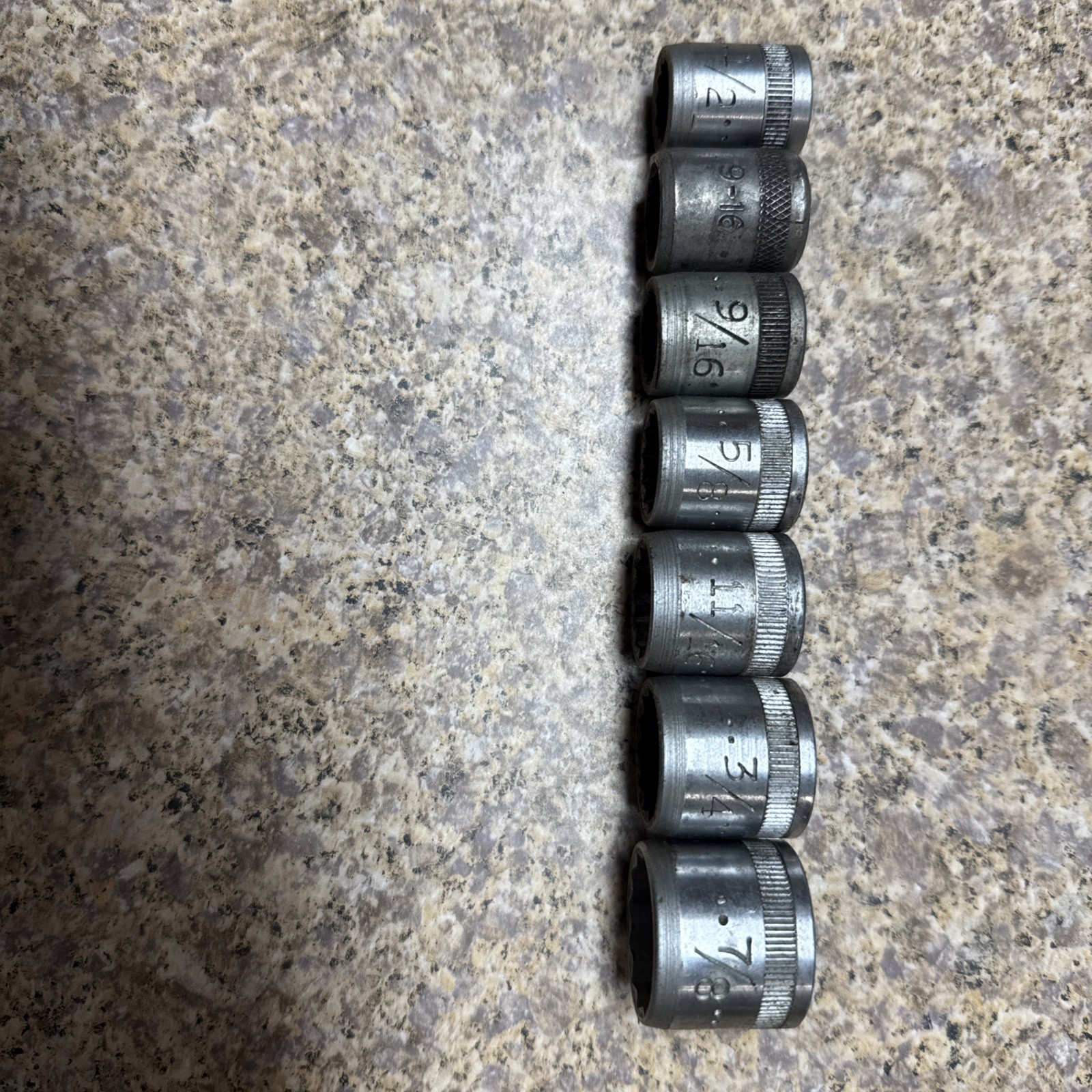 7 QTY 12-Point 6-Point 1/2″ Hex Drive SAE Sockets