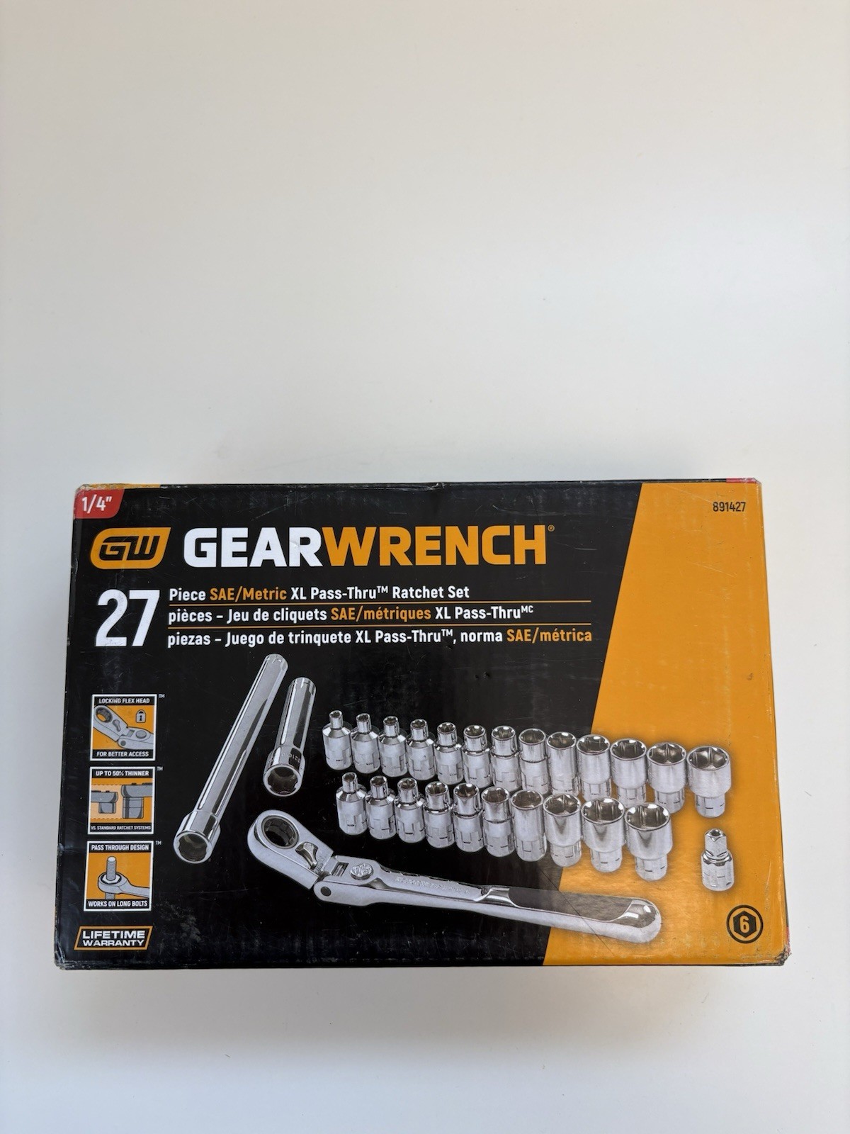 GearWrench 891427 27 Pc. 1/4″ 6pt Pass-Thru SAE Metric Mechanics Tool Set