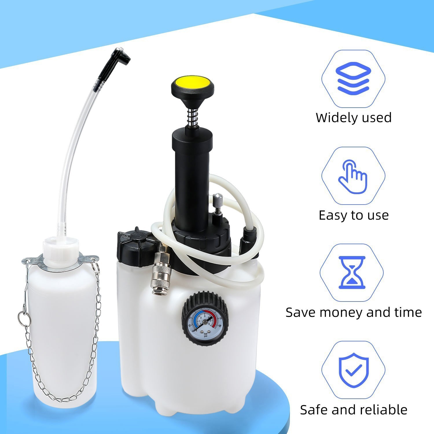 Self Car Brake Clutch Fluid Bleeding Kit Bleeder Pressure 3l Oil Bottle Tool