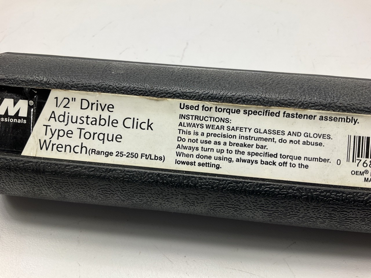 USED #13 – OEM Tools 1/2″ Drive Click Type Torque Wrench (30-250 Ft Lb)