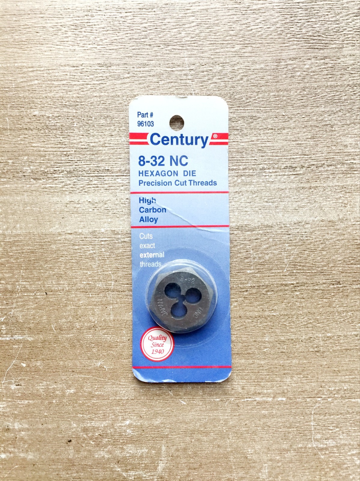 Century Drill & Tool 8-32 x 1″ Hex Die High Carbon Steel Made In Japan SAE RH
