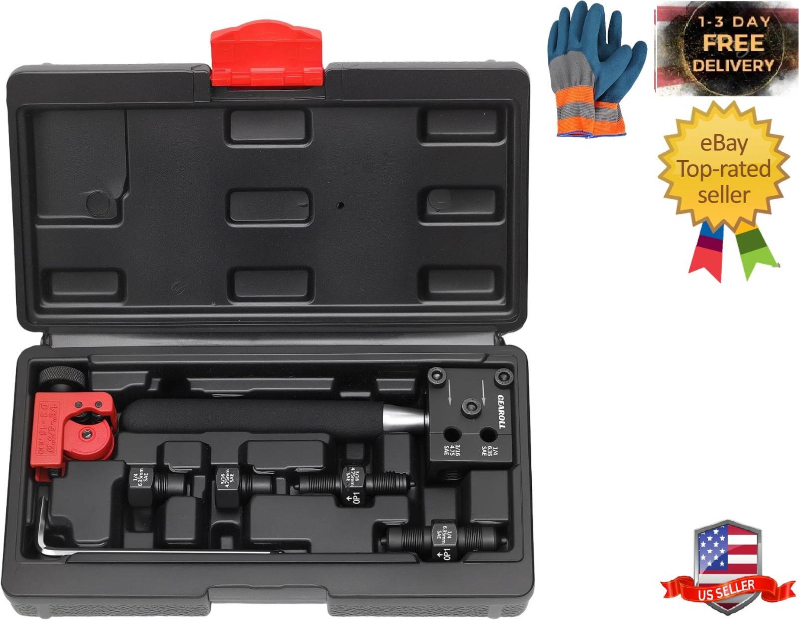 Brake Line Flaring Tool Kit, 3/16″ 1/4″ SAE Double Flare Tool for Brake Lines,