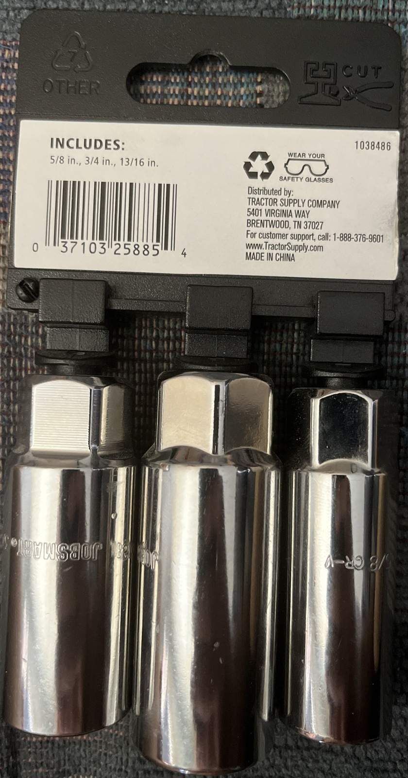 JobSmart 3Pc Spark Plug Deep Socket Set 5/8 3/4 13/16