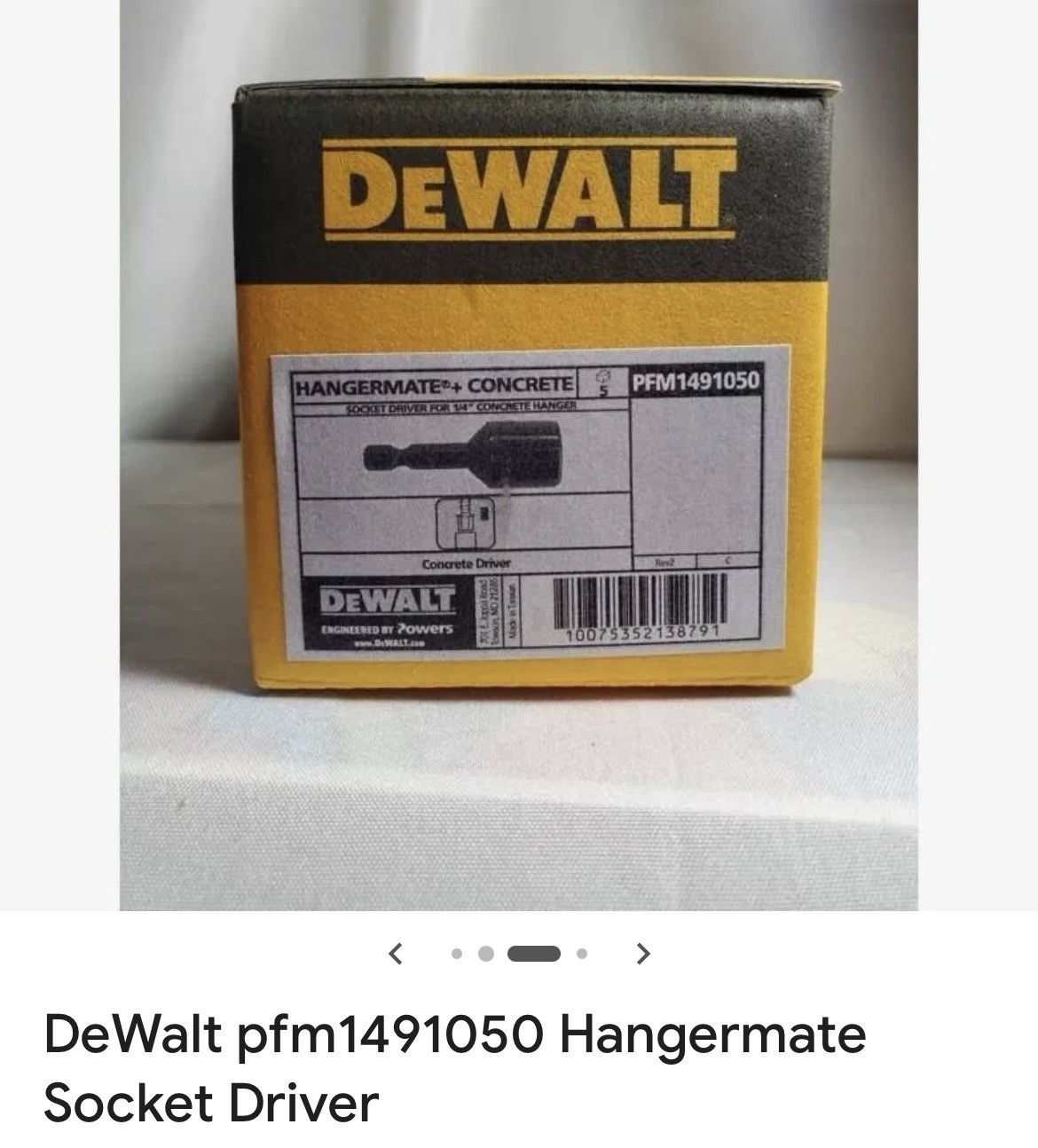 DeWalt Socket Driver For 1/4” Concrete Hanger (Qty 5 Count)