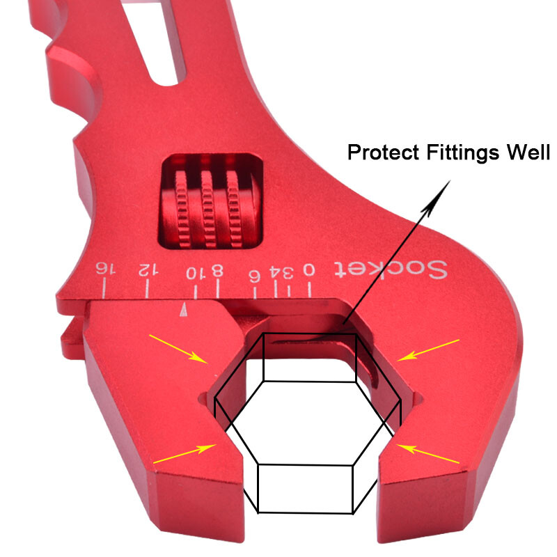 3AN-16AN Adjustable Wrench Red Aluminum Tool Spanner for Hose End Fitting