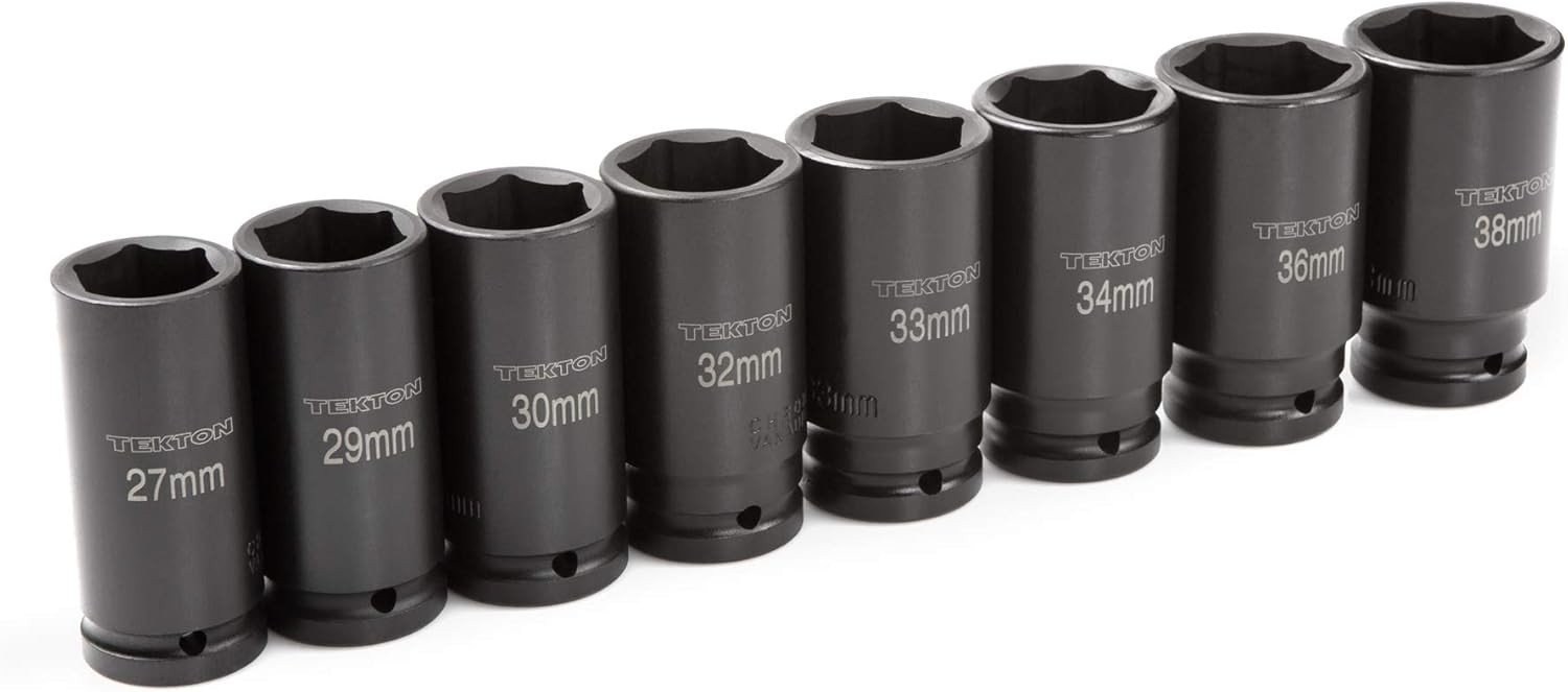 TEKTON 3/4 Inch Drive Deep 6-Point Impact Socket Set with Case, 8-Piece (27-38 m