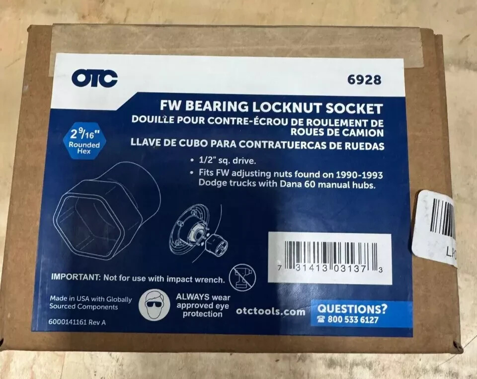 OTC New FW Bearing Locknut Socket 1/2″ Sq. Drive 6928
