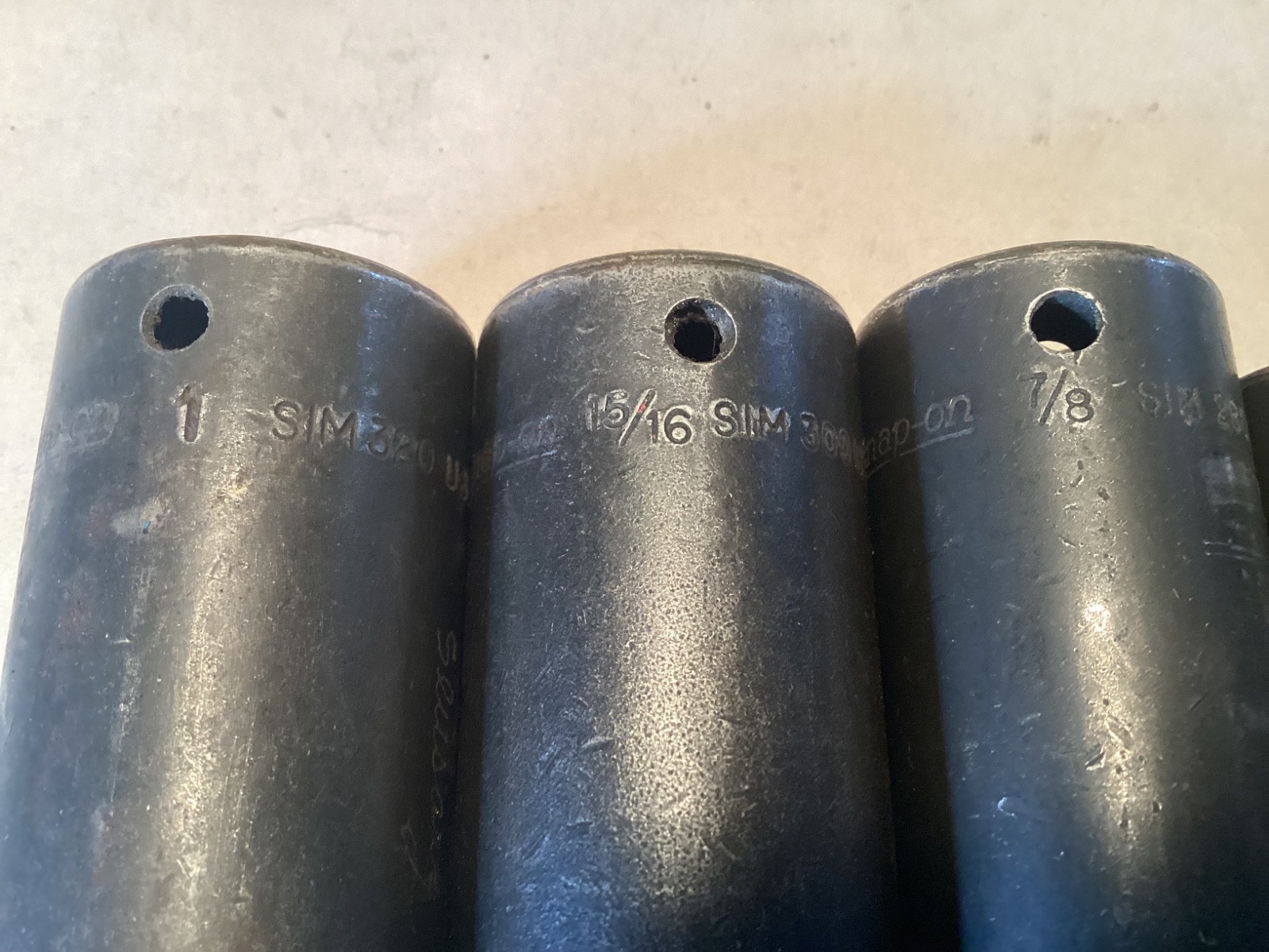 Snap-On deep impact sockets 1/2” 6 point 1” 15/16 7/8 1/2 9/16 5/8 11/16 1/2