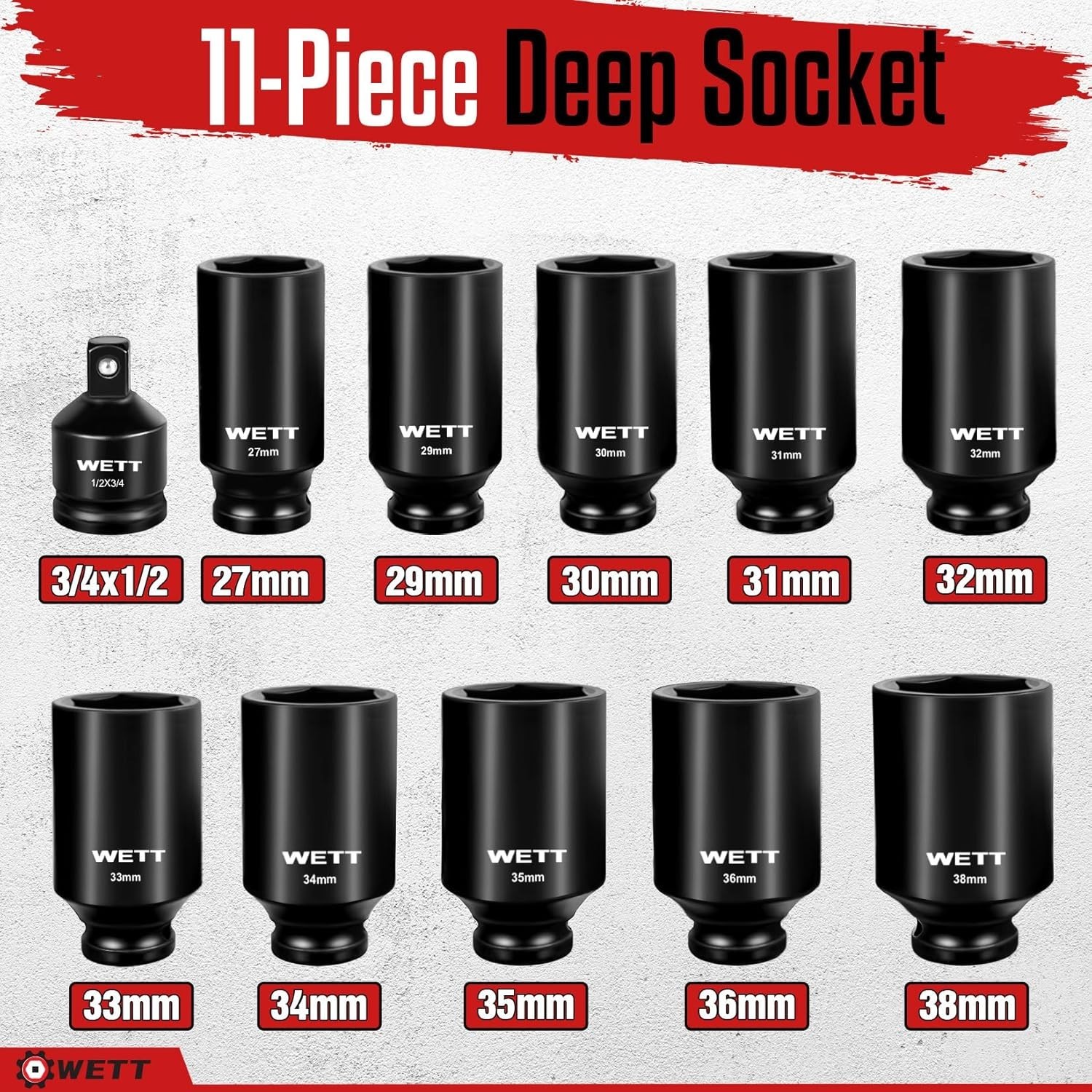 11-Piece 1/2″ Drive Impact Socket Set | Chrome Vanadium for Superior Durability