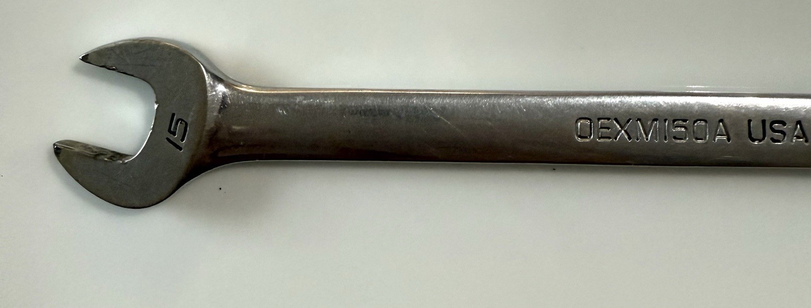 USED, SNAP ON TOOLS ( 15MM ) COMBO WRENCH , PART OEXM150A USA