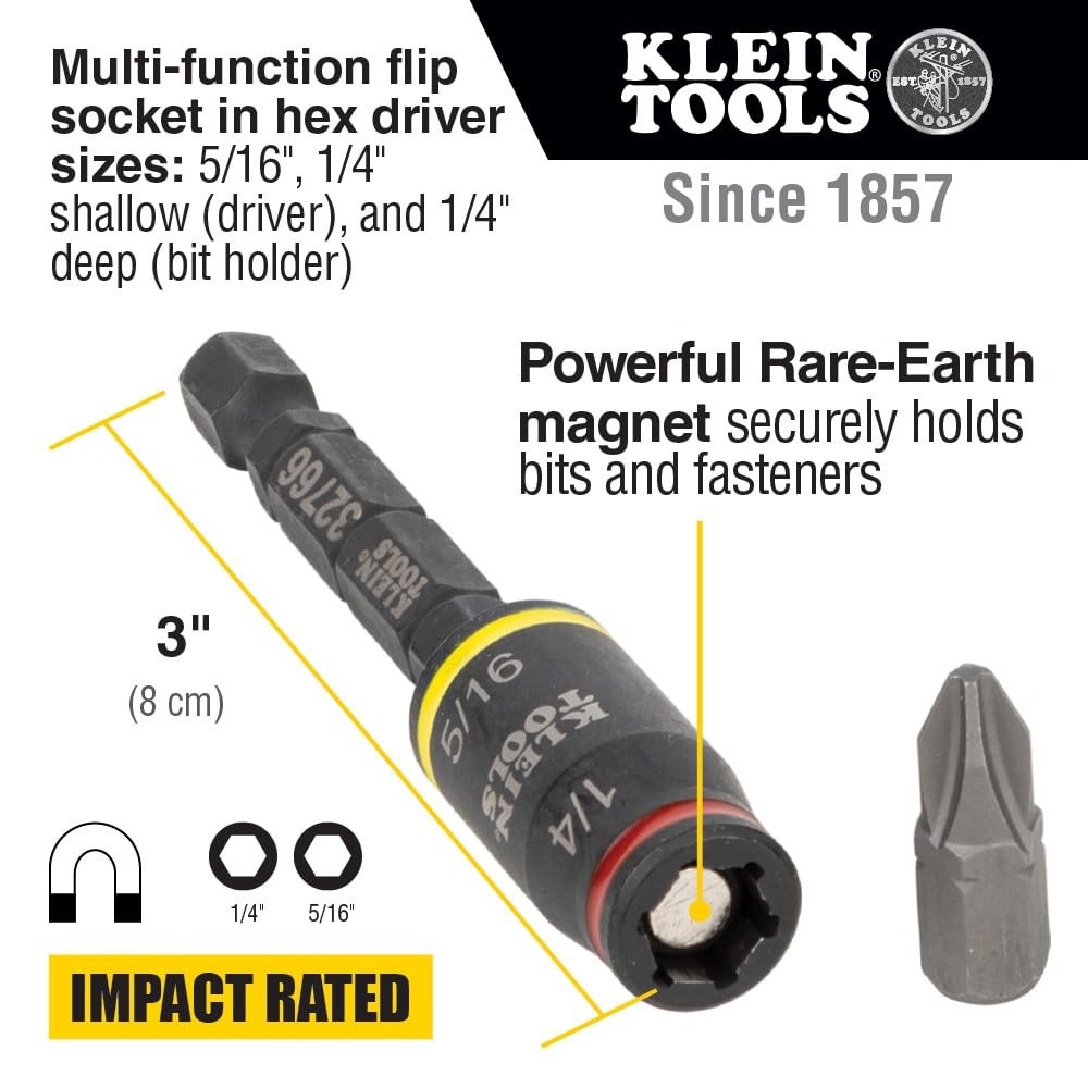 Dados de Impacto Doble Medida Cambio Rápido 1/4 5/16 Flip Socket 3 y 5 Pulgadas