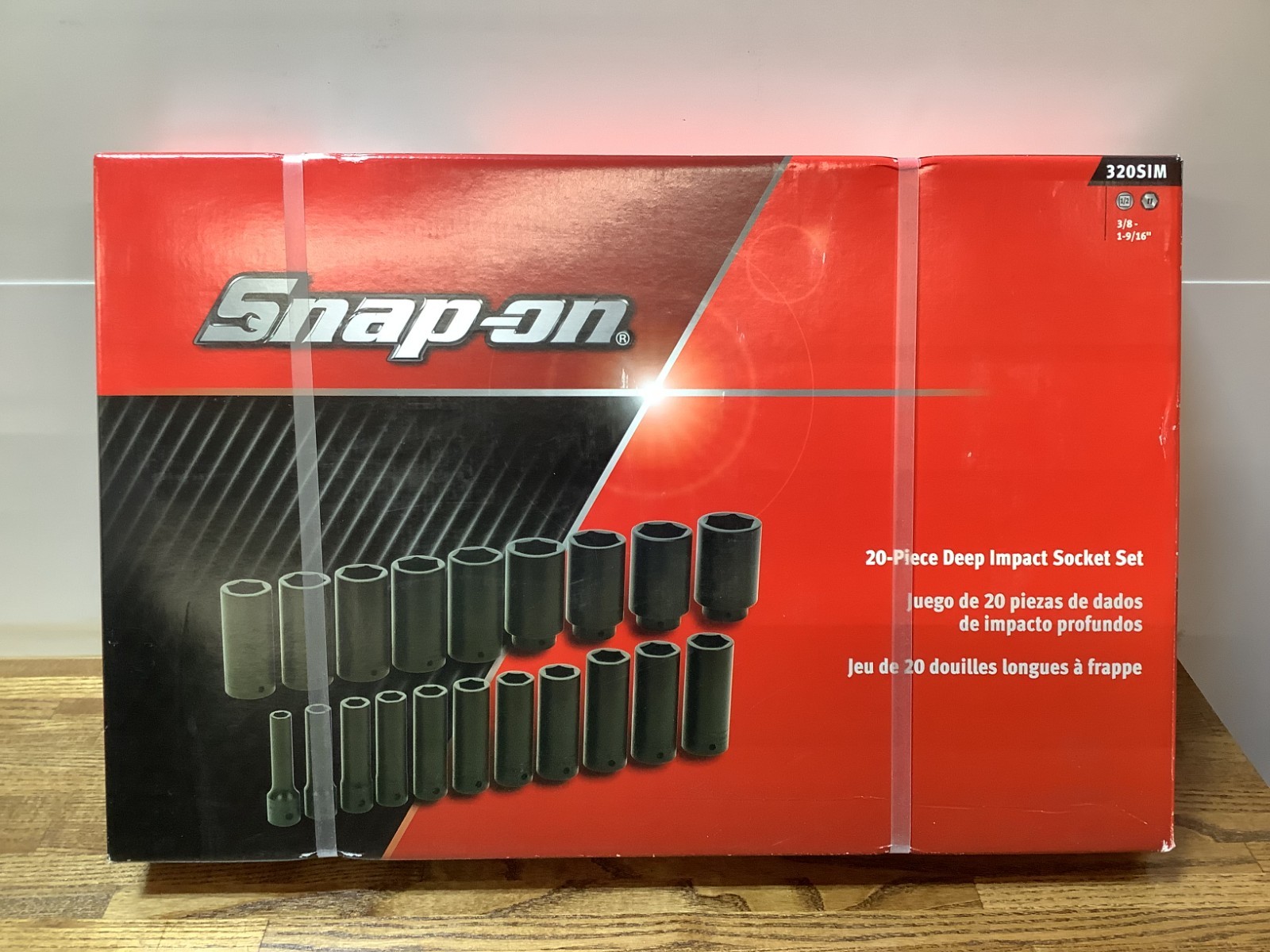 New Snap-on 1/2″ Drive 320SIM 20pc Deep Impact Socket Set 3/8″ Thru 1 9/16″