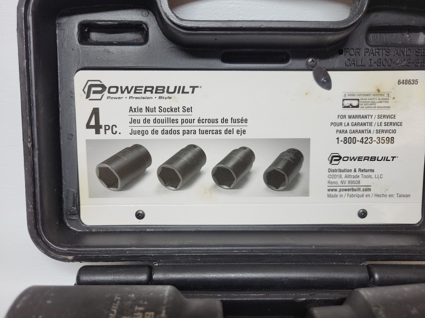 POWER BUILT ,AXLE NUT SOCKET SET, 648635, 4PC.WITH HARD CASE, KIT 10 ( B4)