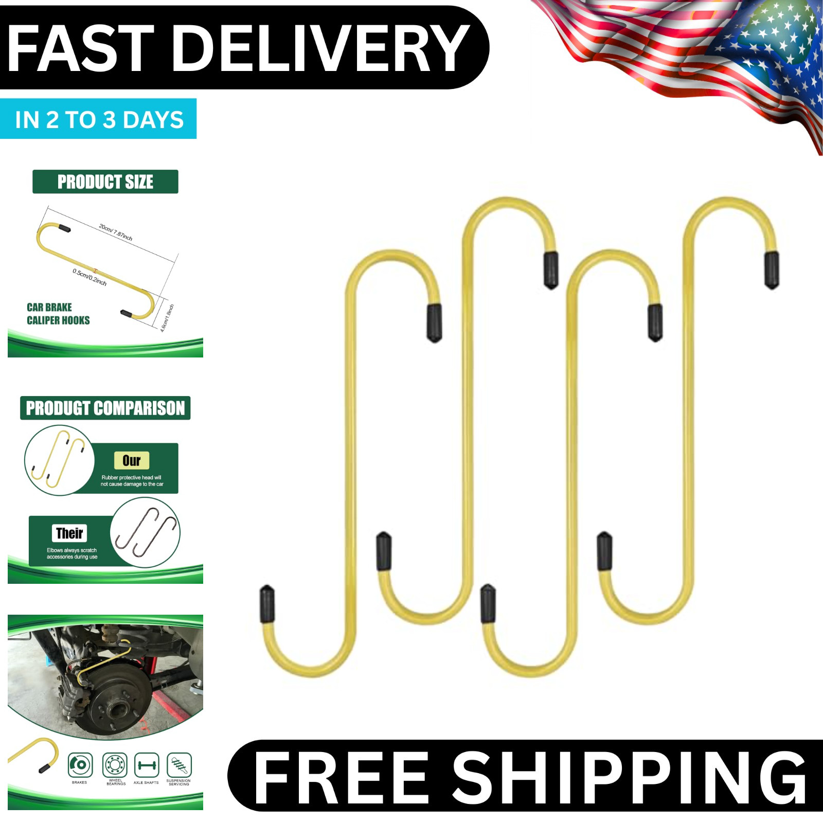 2PCS Brake Caliper Hanger Compression Mechanic Tool with Rubber Yellow-2PCS USA