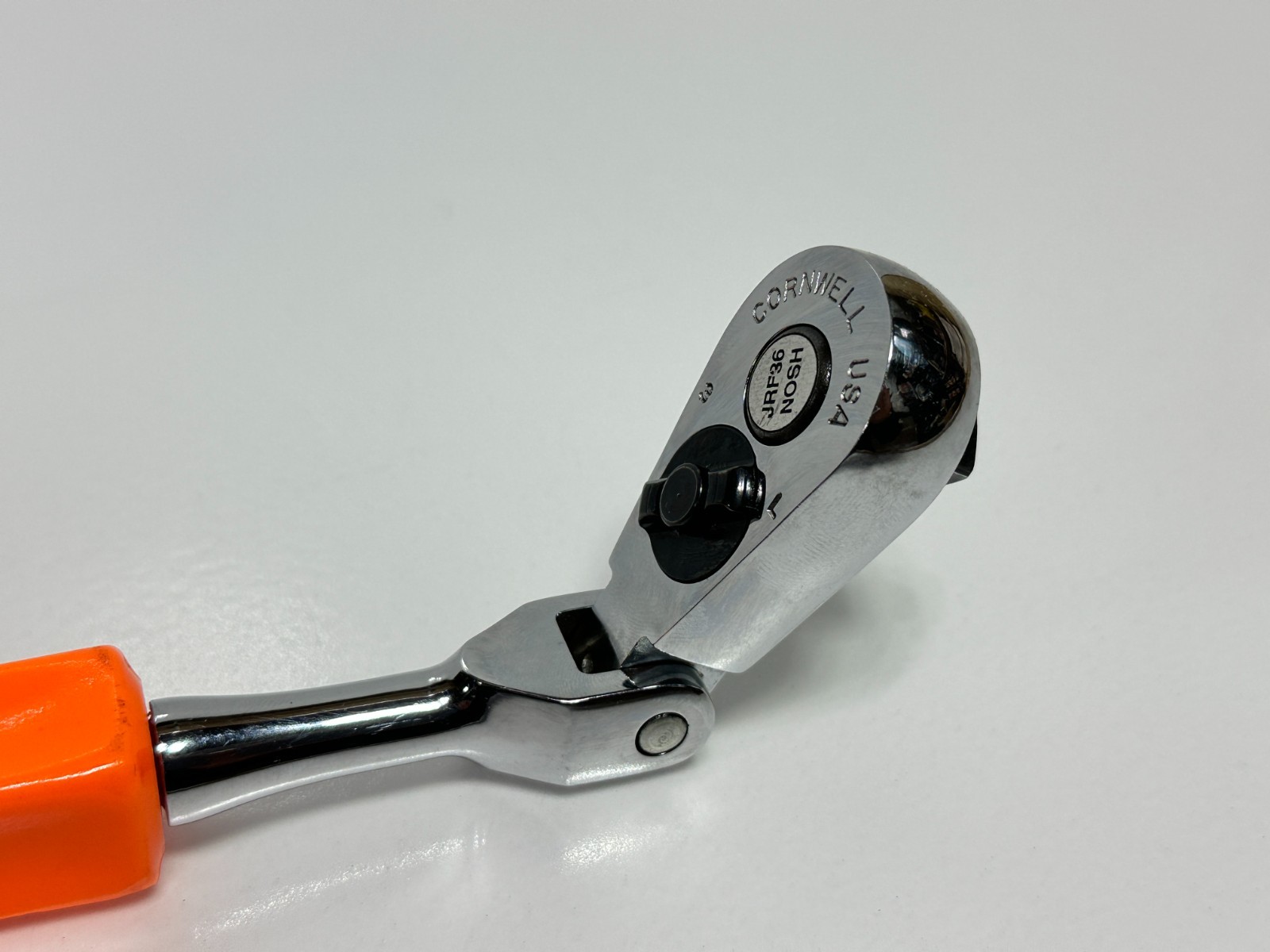 Cornwell Tools USA JRF36 3/8″ Drive Stubby ORANGE Hard Handle Flex Head Ratchet
