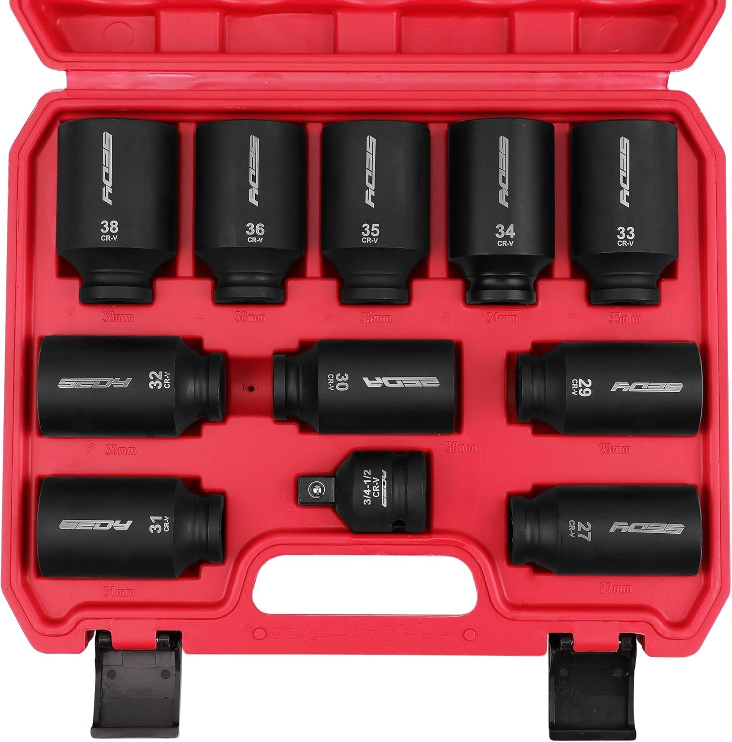 1/2 Drive Deep Impact Socket Set: 11-Piece Metric Size Wheel Axle Nut Wrench …