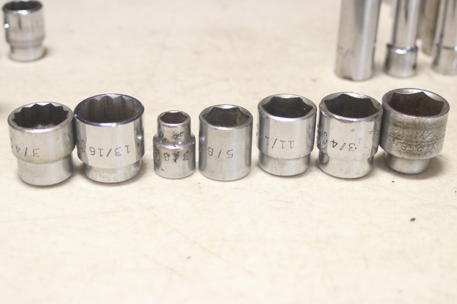 Lot of 50 MAC Tools 3/8 & 1/2 Inch Drive Sockets ALL Different SAE & Metric