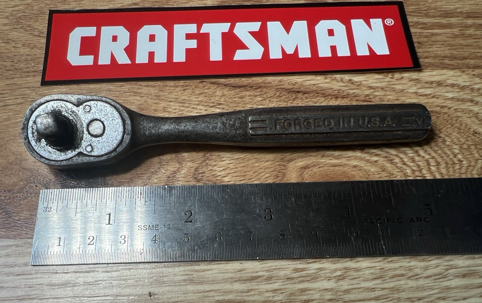 Vintage Craftsman 1/4″ Drive =V= Series Ratchet 5″ Long Forged Made in USA