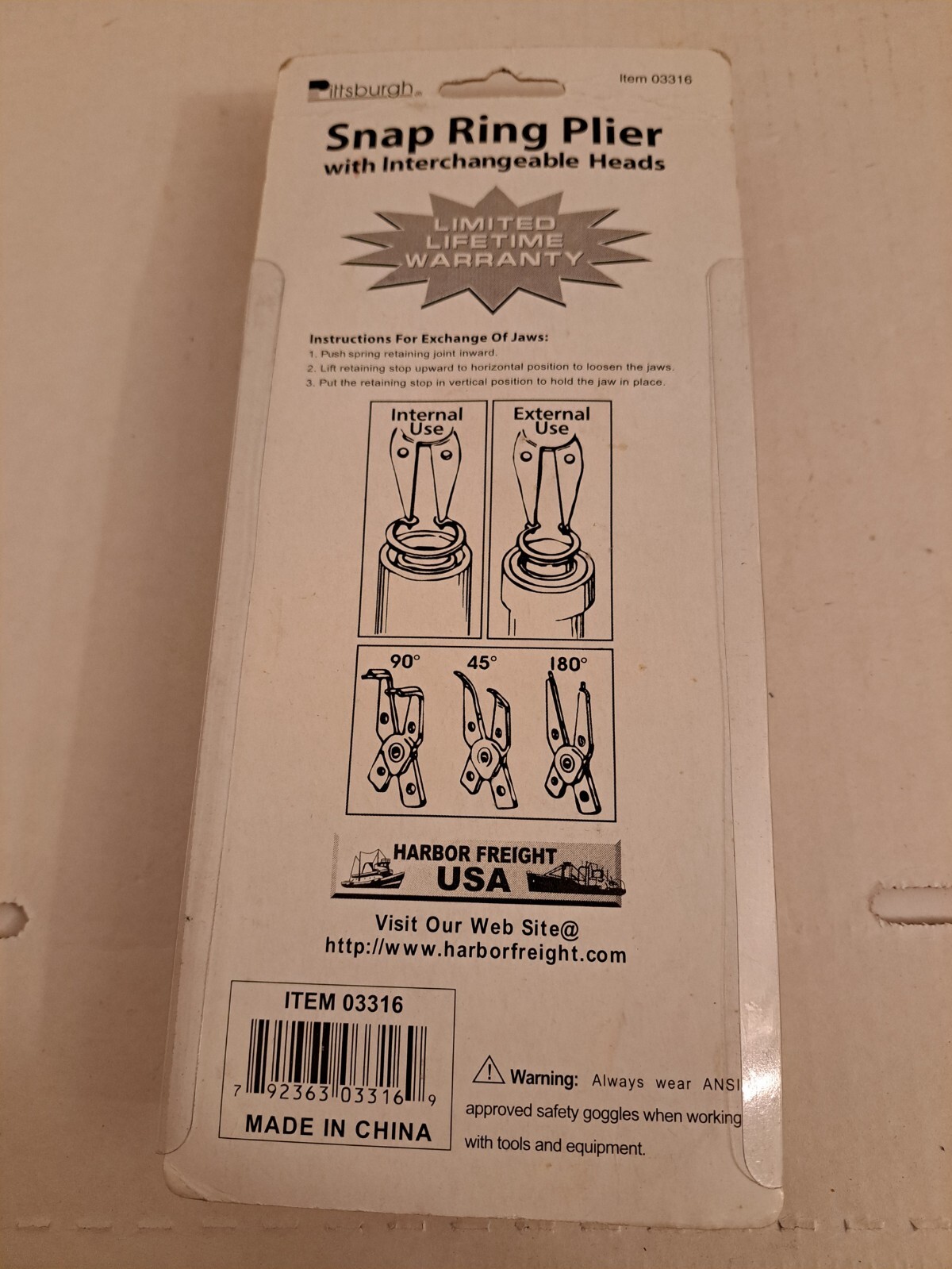Pittsburg Snap Ring Pliers with Interchangeable Heads New