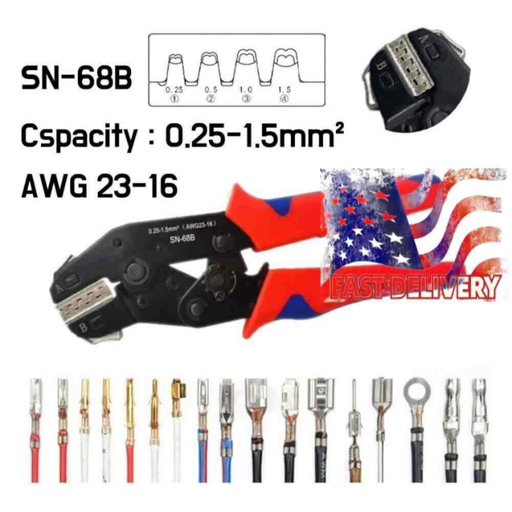 SN-68B Crimping Plier Crimper Tool 0.25-1.5mm² for Dupont,JST，TE,Molex Terminal