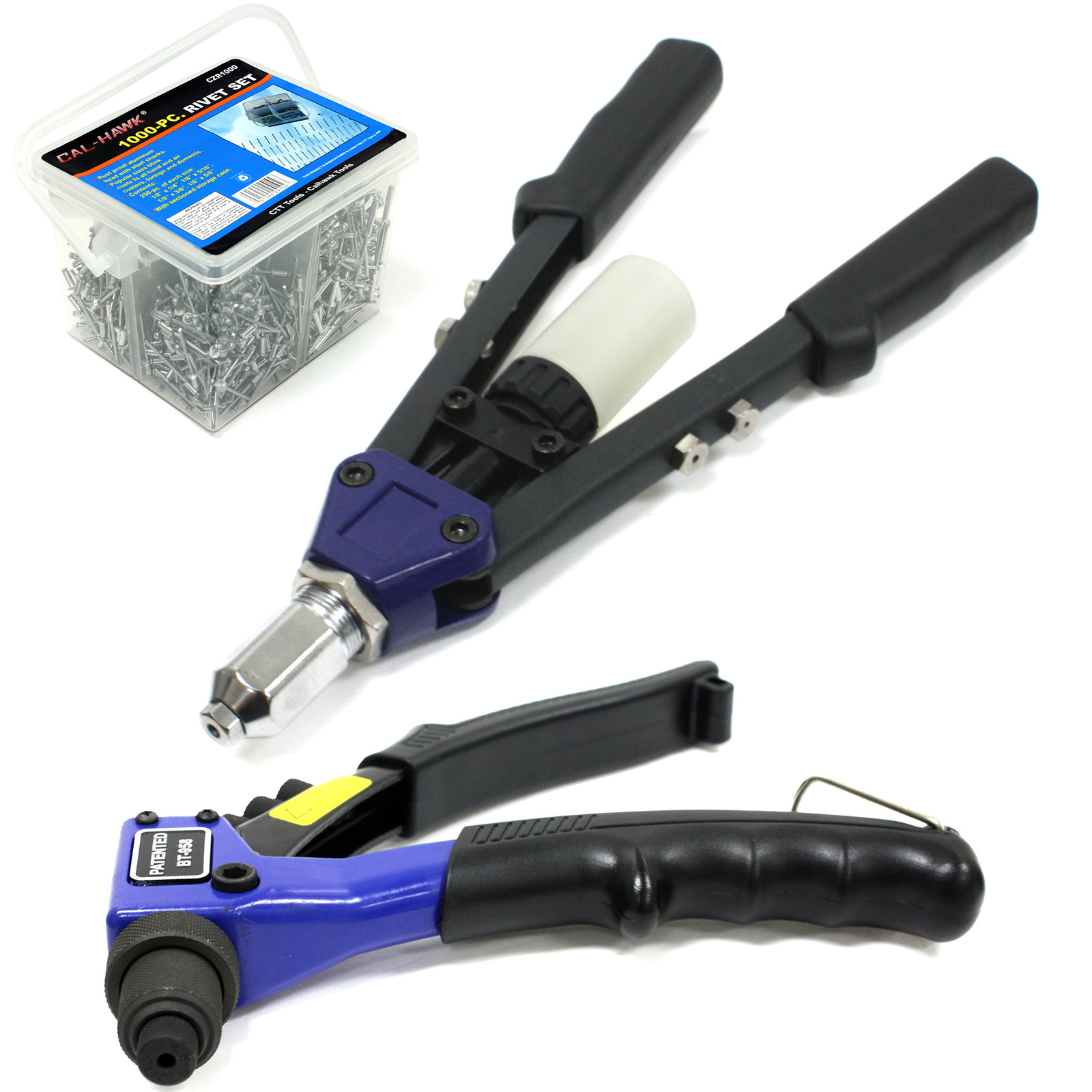 8″ AND 13″ Hand Riveter w/ 1000 pc Assorted Rivet Set Pop Nut Gun Setting Tool