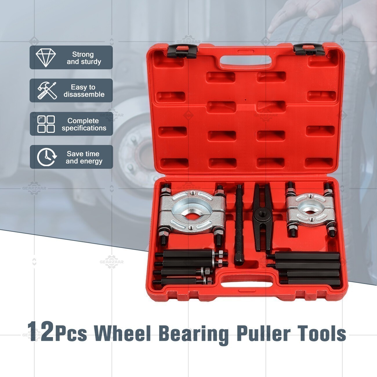 12 IN 1 Wheel Hub Puller Set Bearing Removal Splitter Separator Tool Kit USA