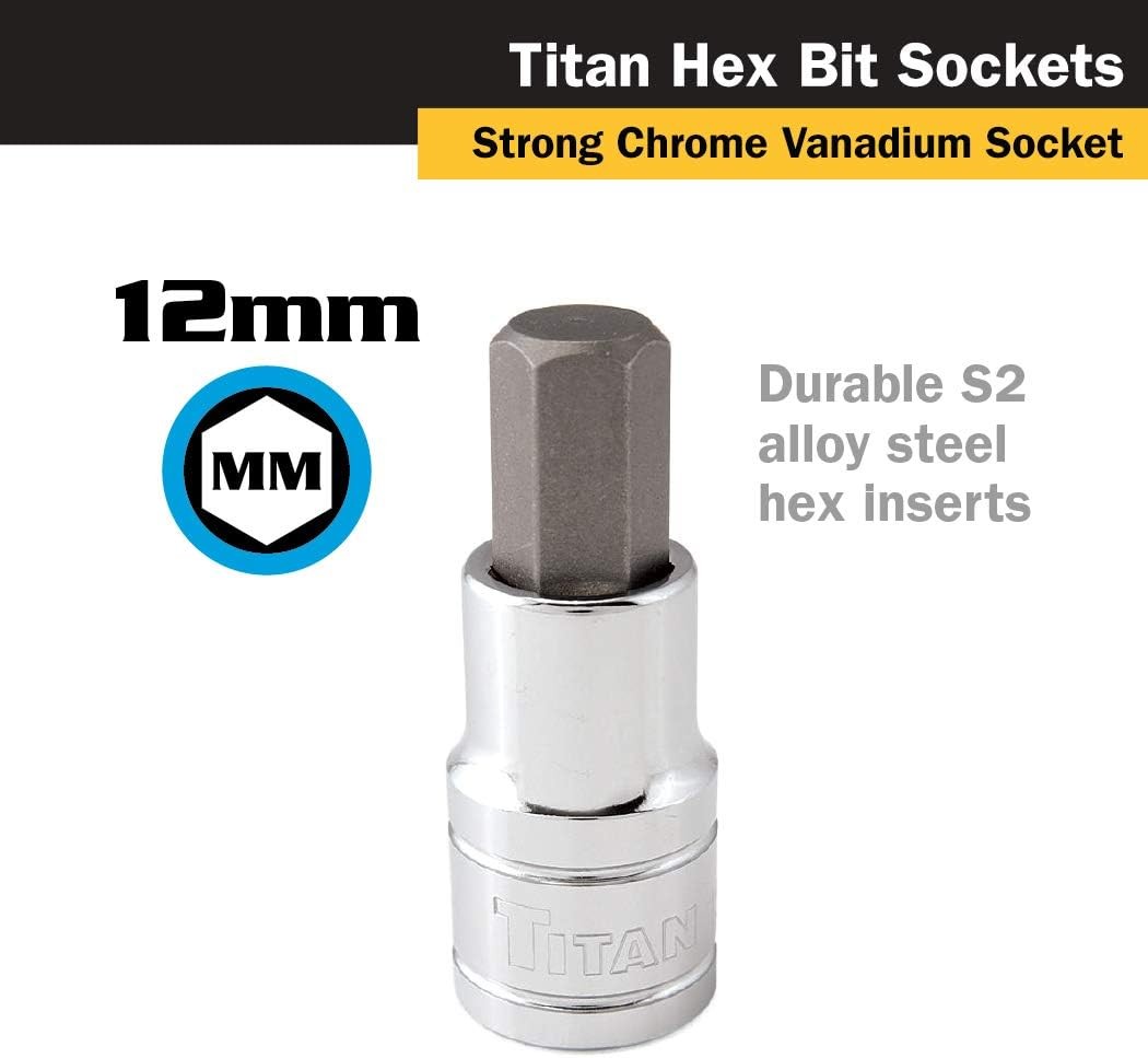 Titan 15612 1/2-Inch Drive x 12mm Hex Bit Socket 12mm, Factory