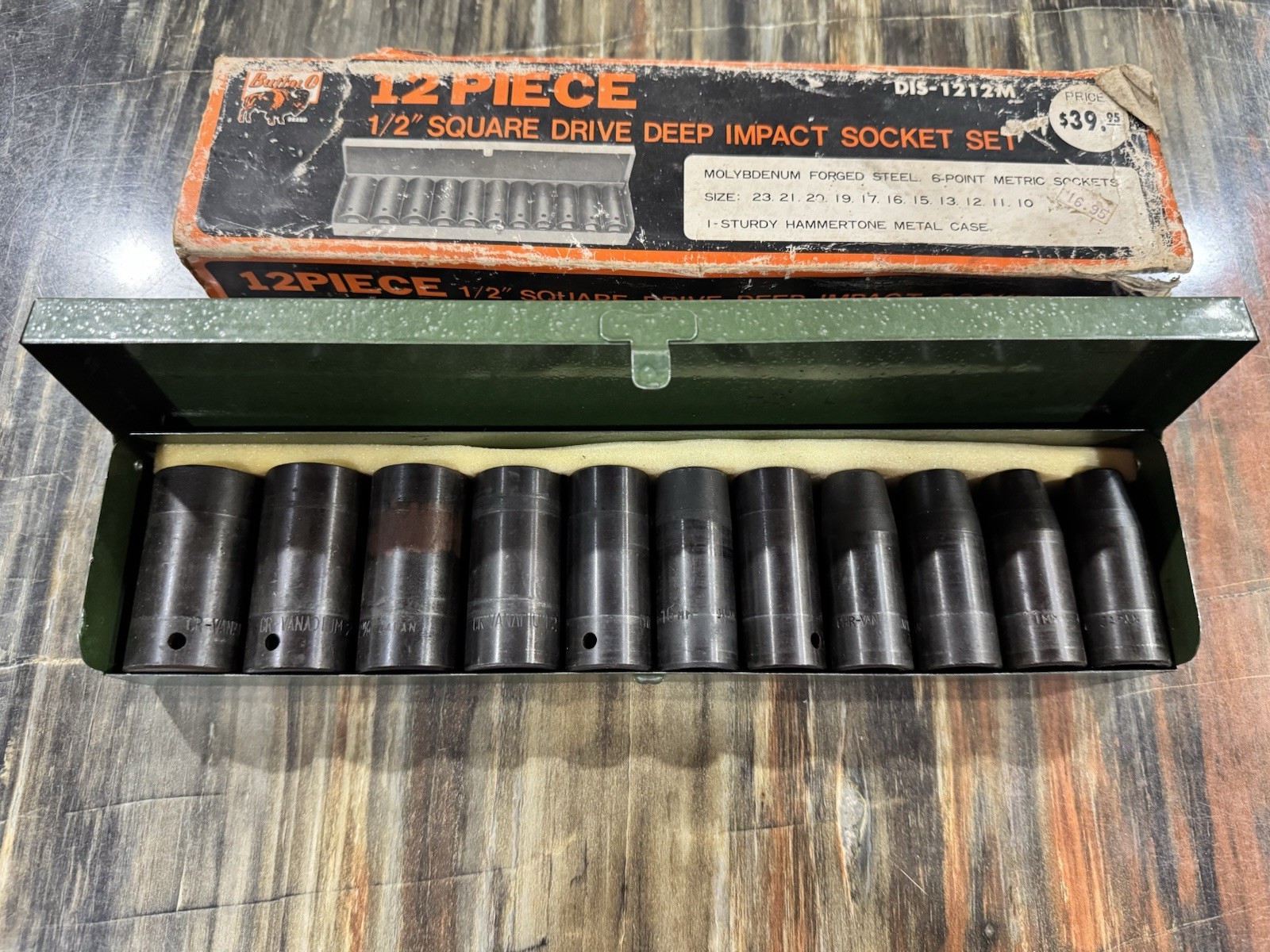 12-PIECE 1/2 SQUARE DRIVE DEEP IMPACT SOCKET SET VINTAGE MADE IN JAPAN